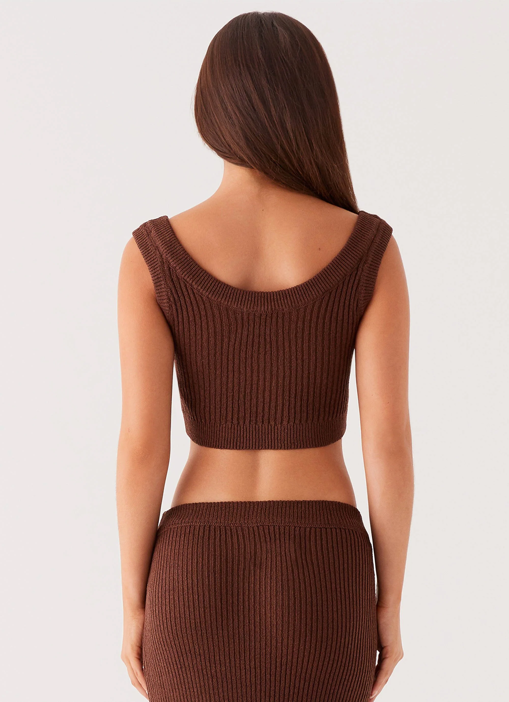 Season Fever Knit Crop Top - Chocolate - Image 6