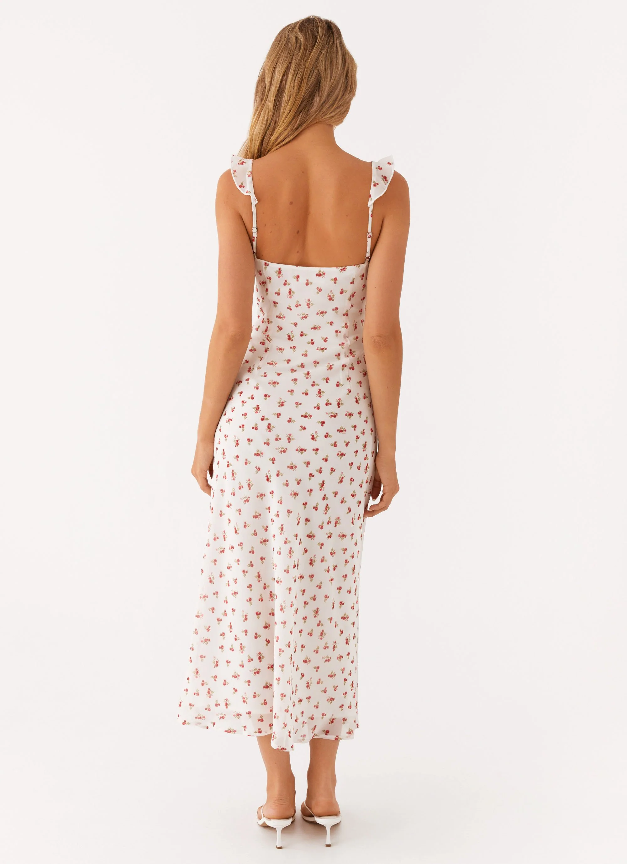 Second Guessing Midi Dress - Red White Floral - Image 6