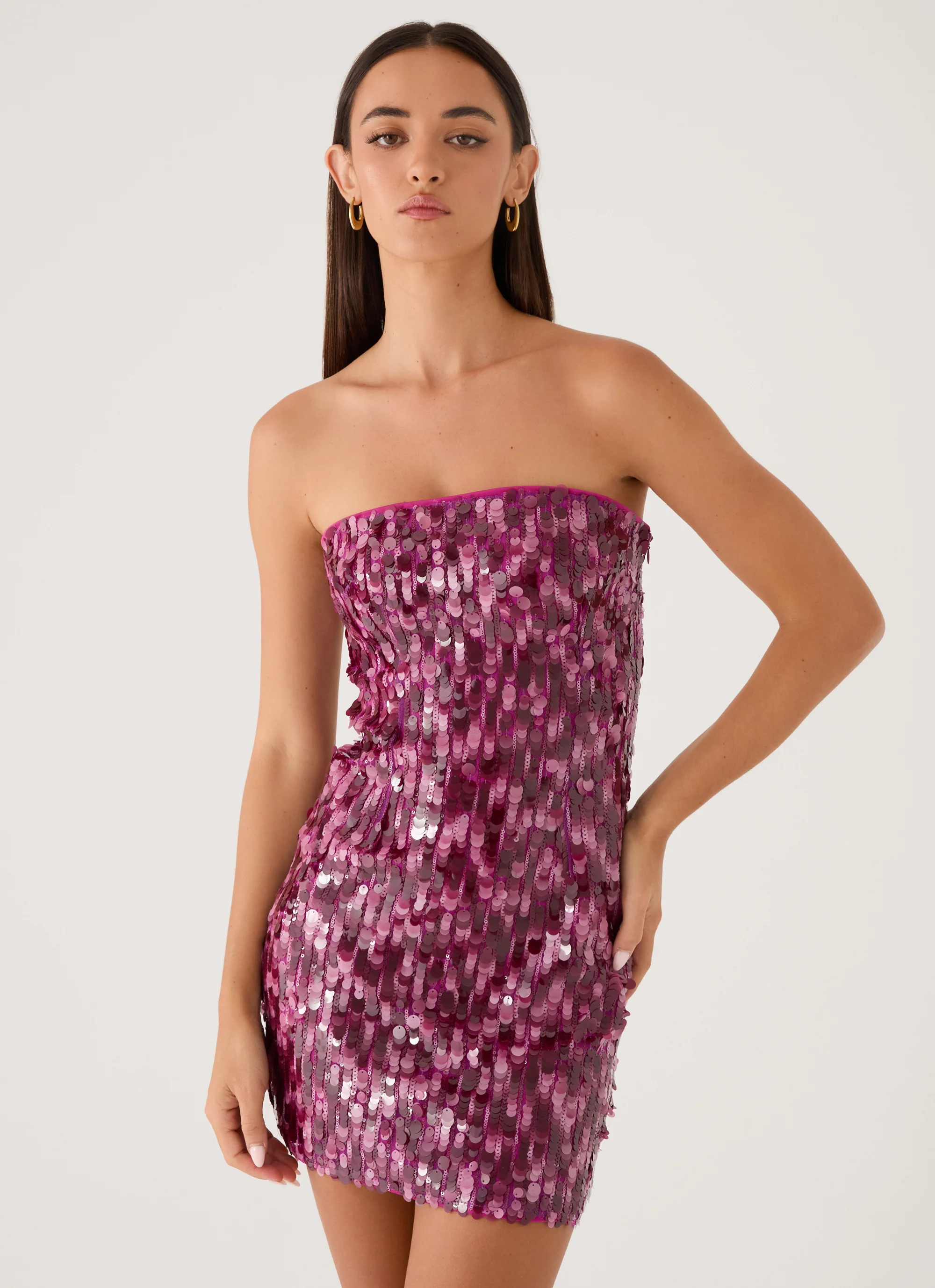 Seliora Sequin Mini Dress - Plum - Image 7