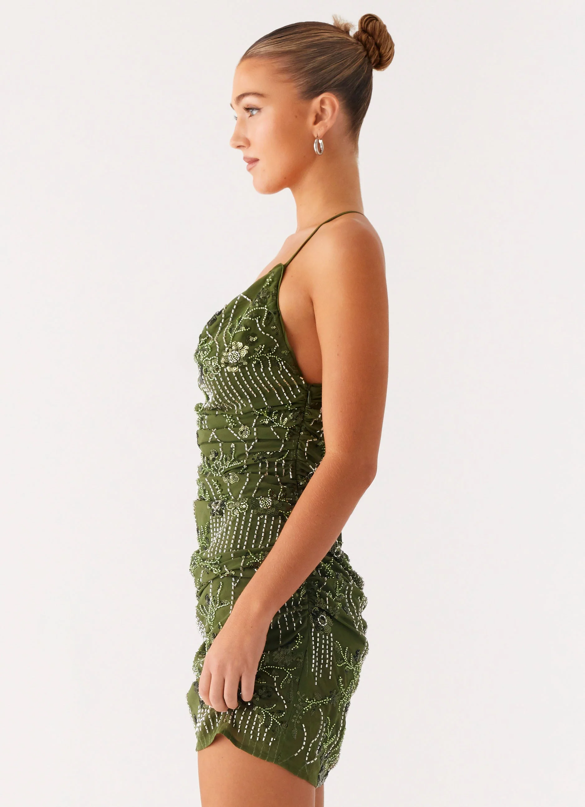 Seona Beaded Dress - Khaki - Image 3