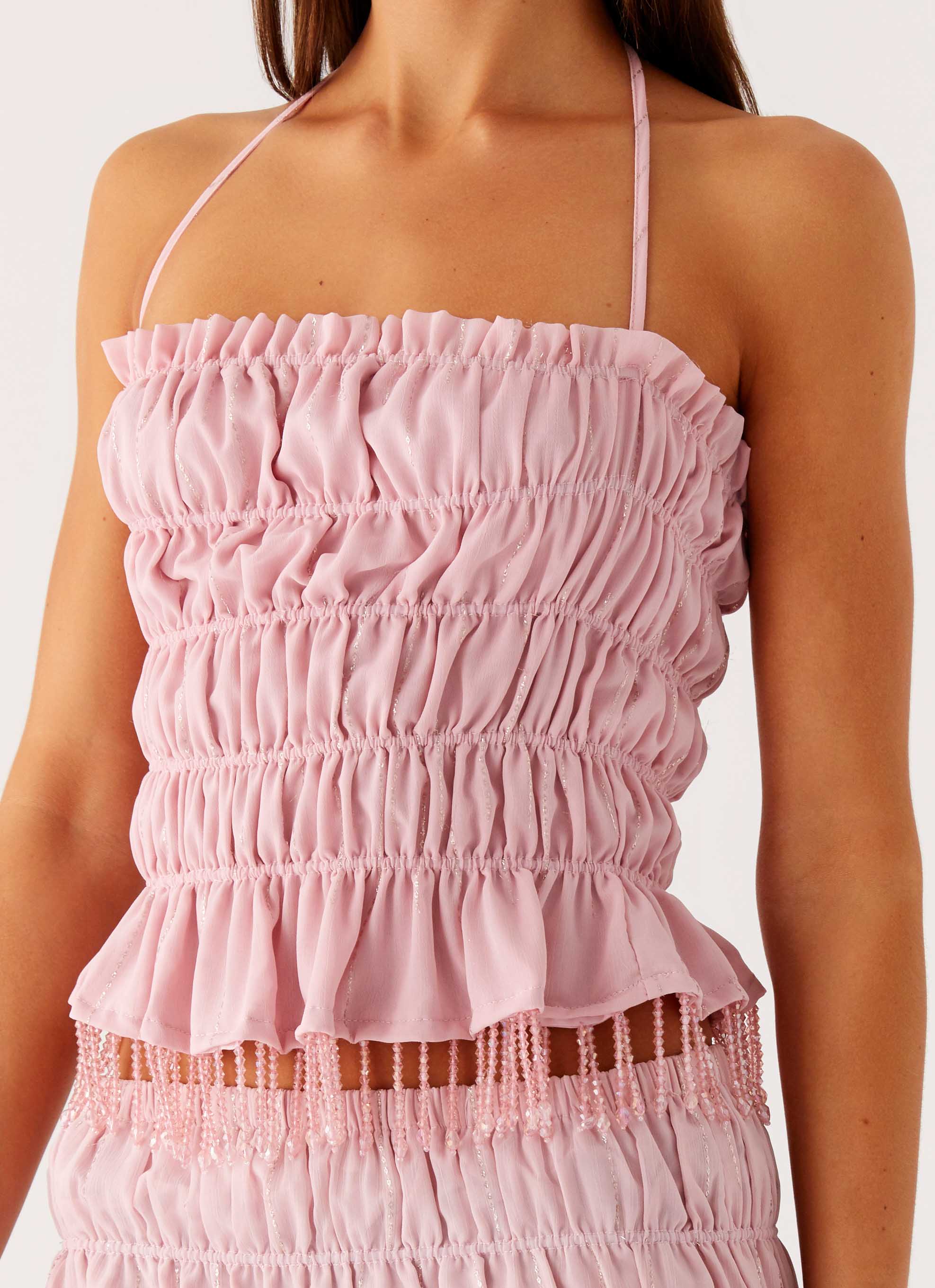 Shari Beaded Halter Top - Pink - Image 5