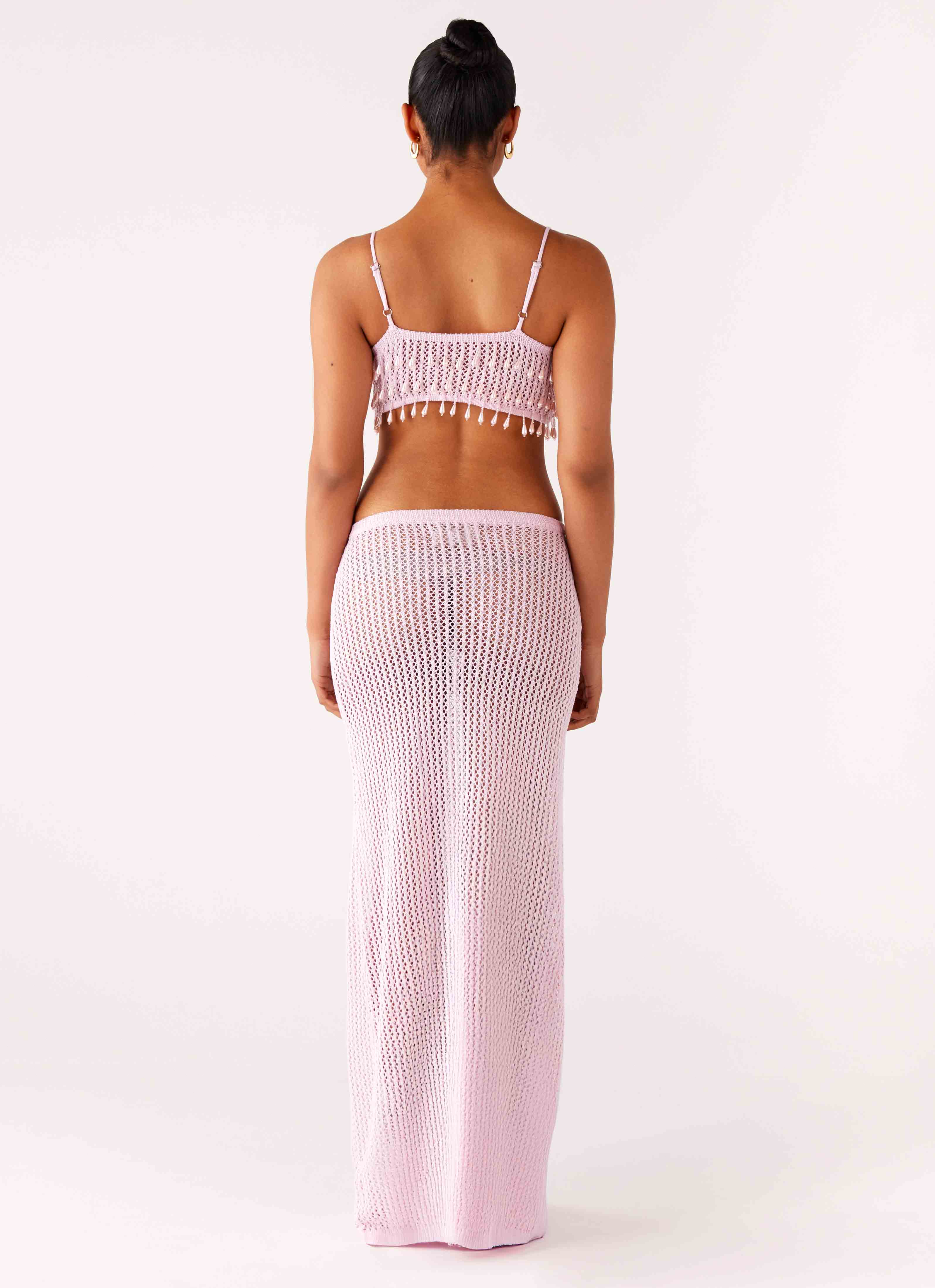 Shellbound Crochet Maxi Dress - Pink - Image 3