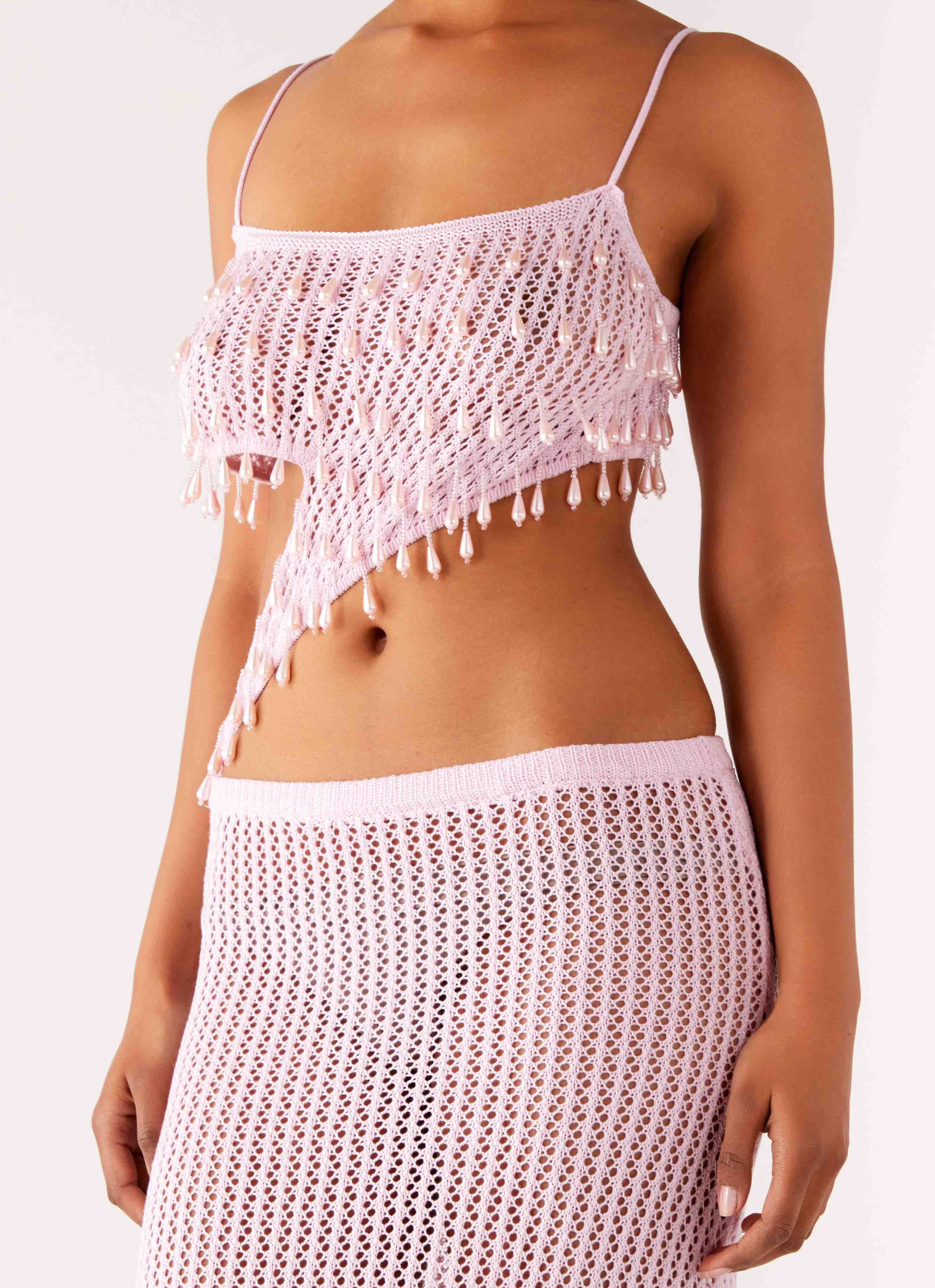 Shellbound Crochet Maxi Dress - Pink - Image 6