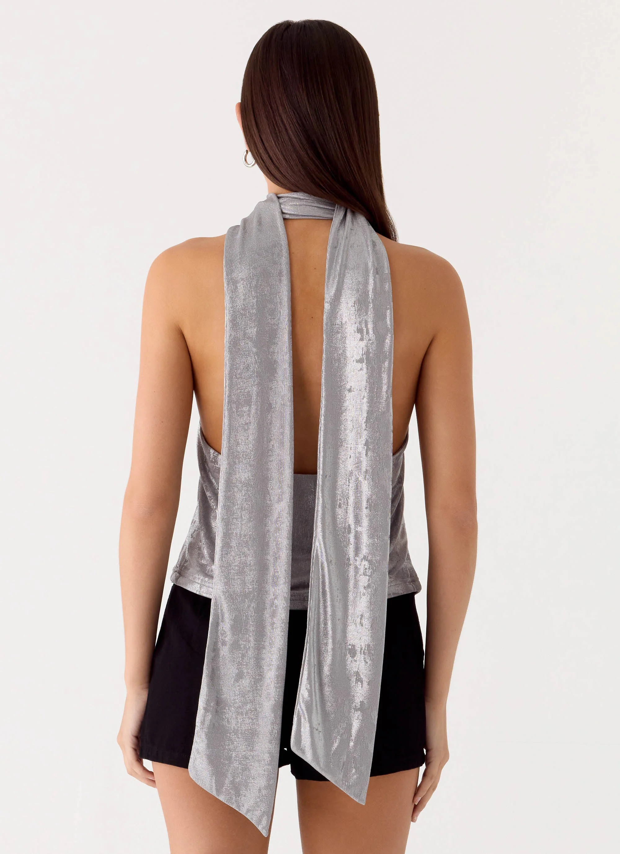 Shining Lights Cowl Top - Silver - Image 4
