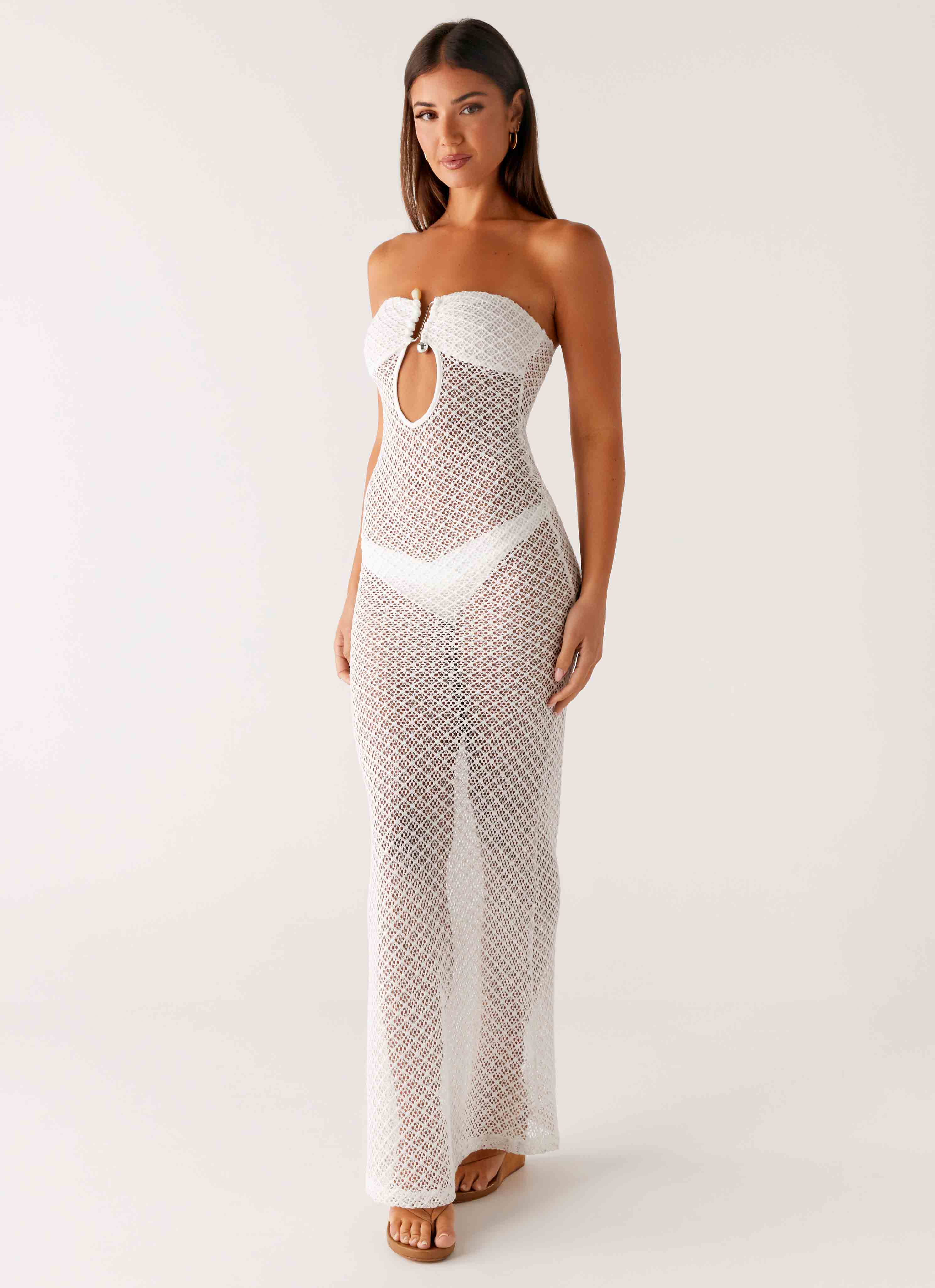 Showcase Crochet Maxi Dress - Ivory - Image 6