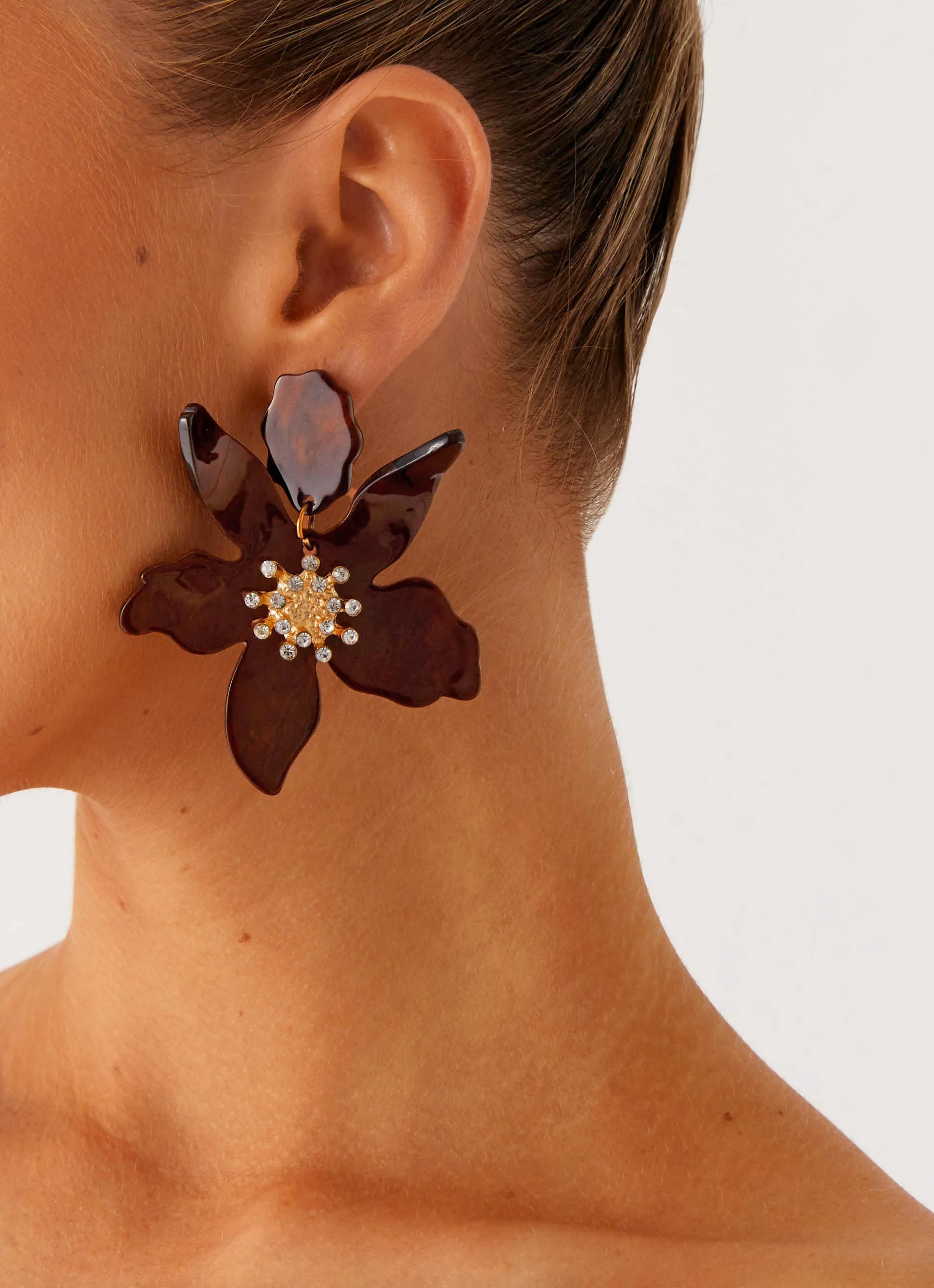 Siesta Flower Earrings - Brown - Image 2