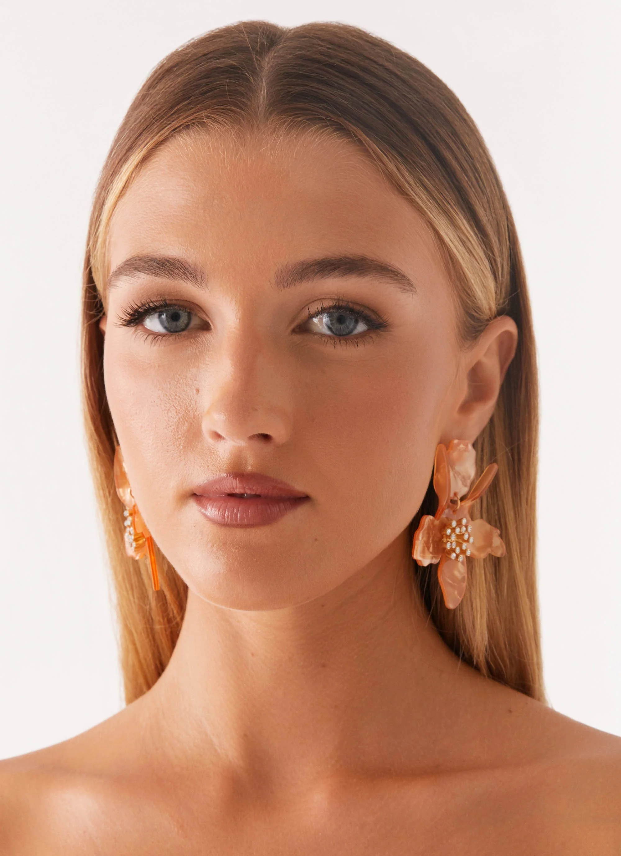 Siesta Flower Earrings - Orange - Image 4