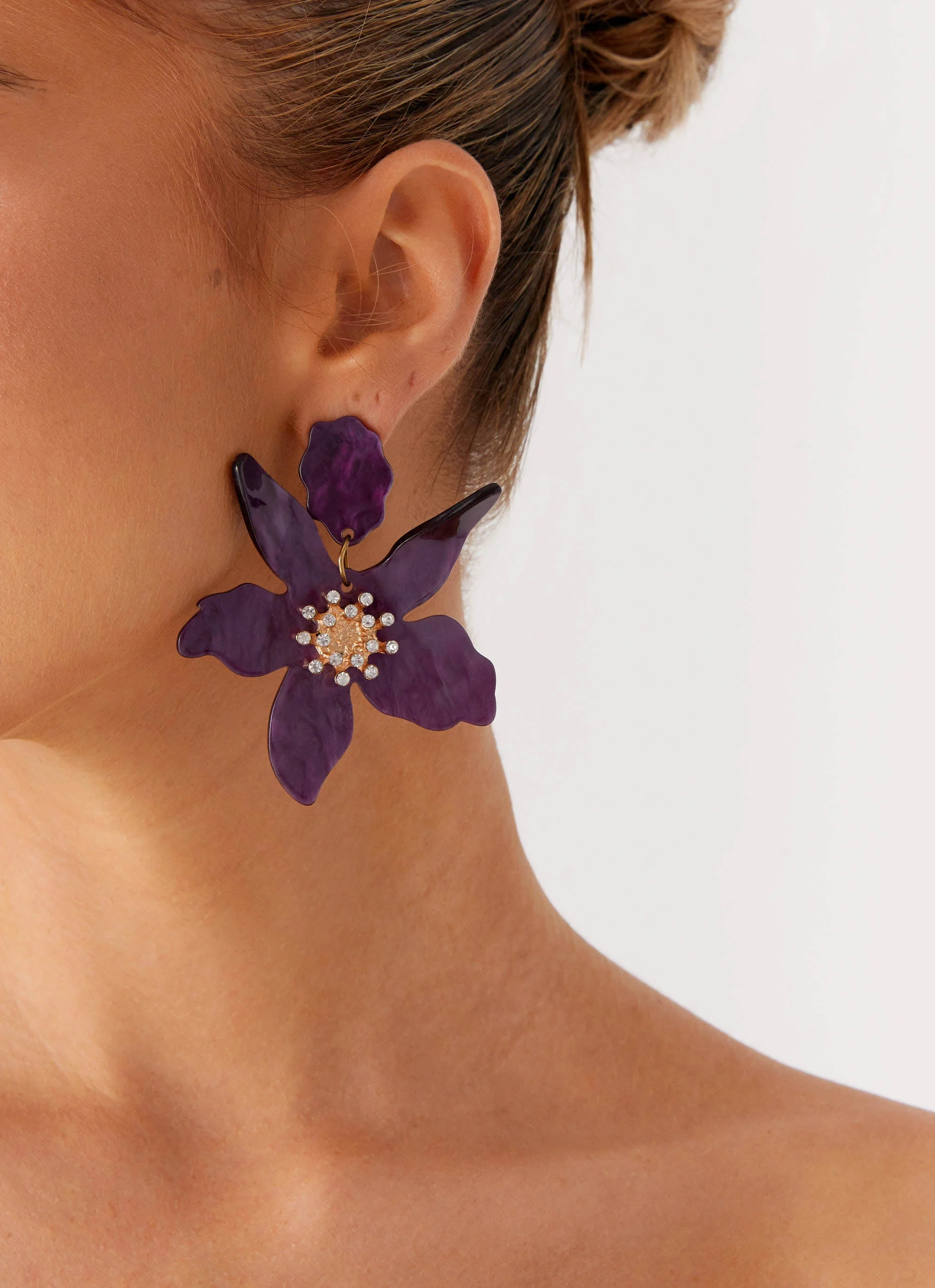 Siesta Flower Earrings - Purple - Image 3