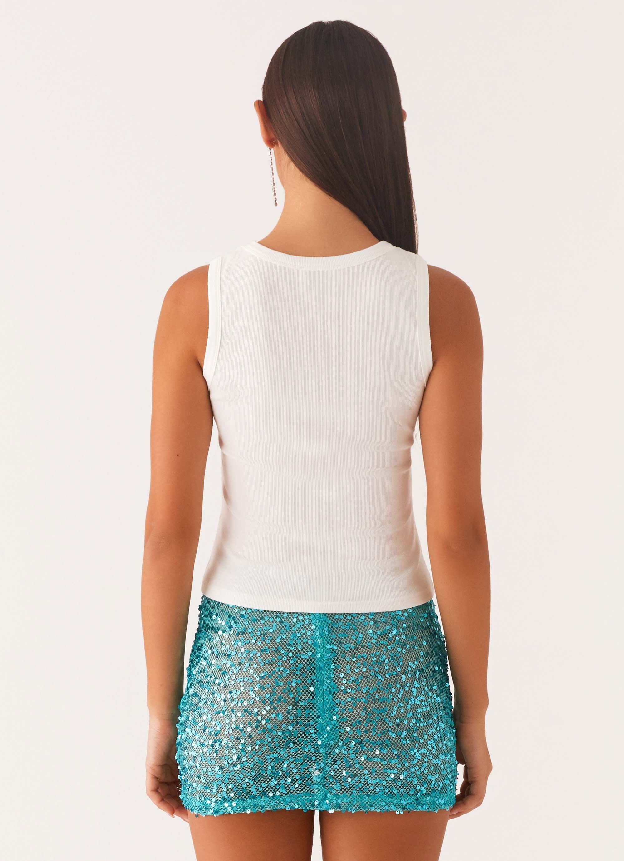 Signature Beaded Logo Tank - White - Image 4