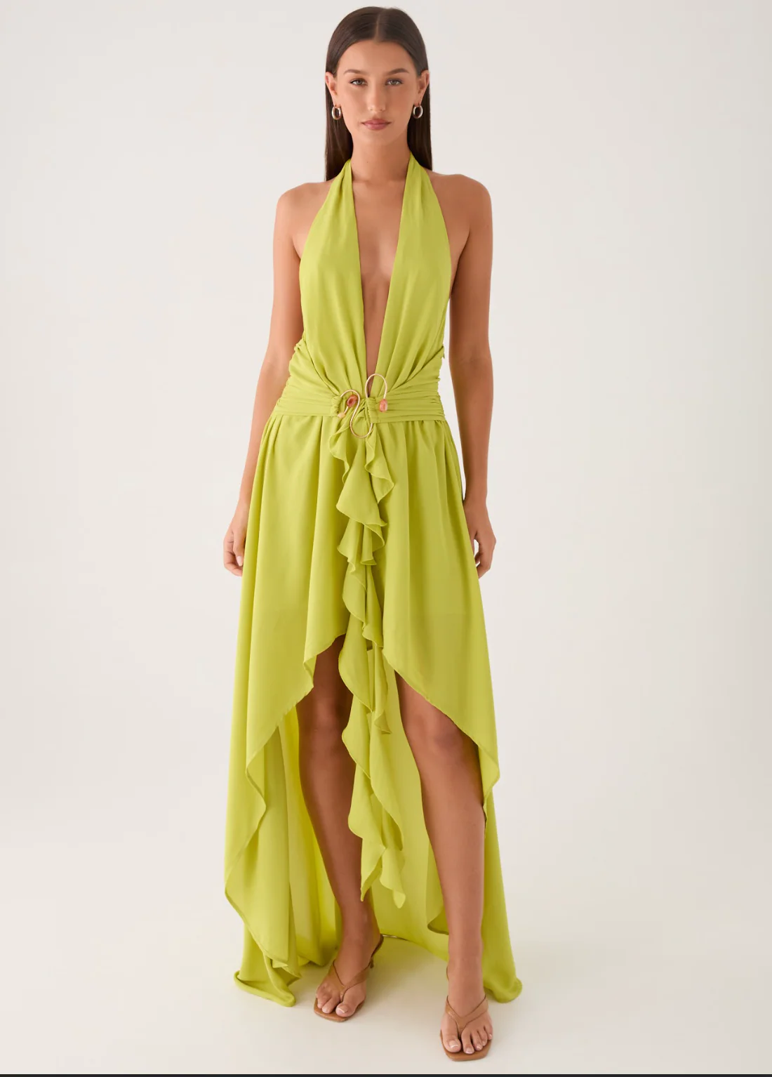 Sinead Halter Maxi Dress - Lime - Image 11