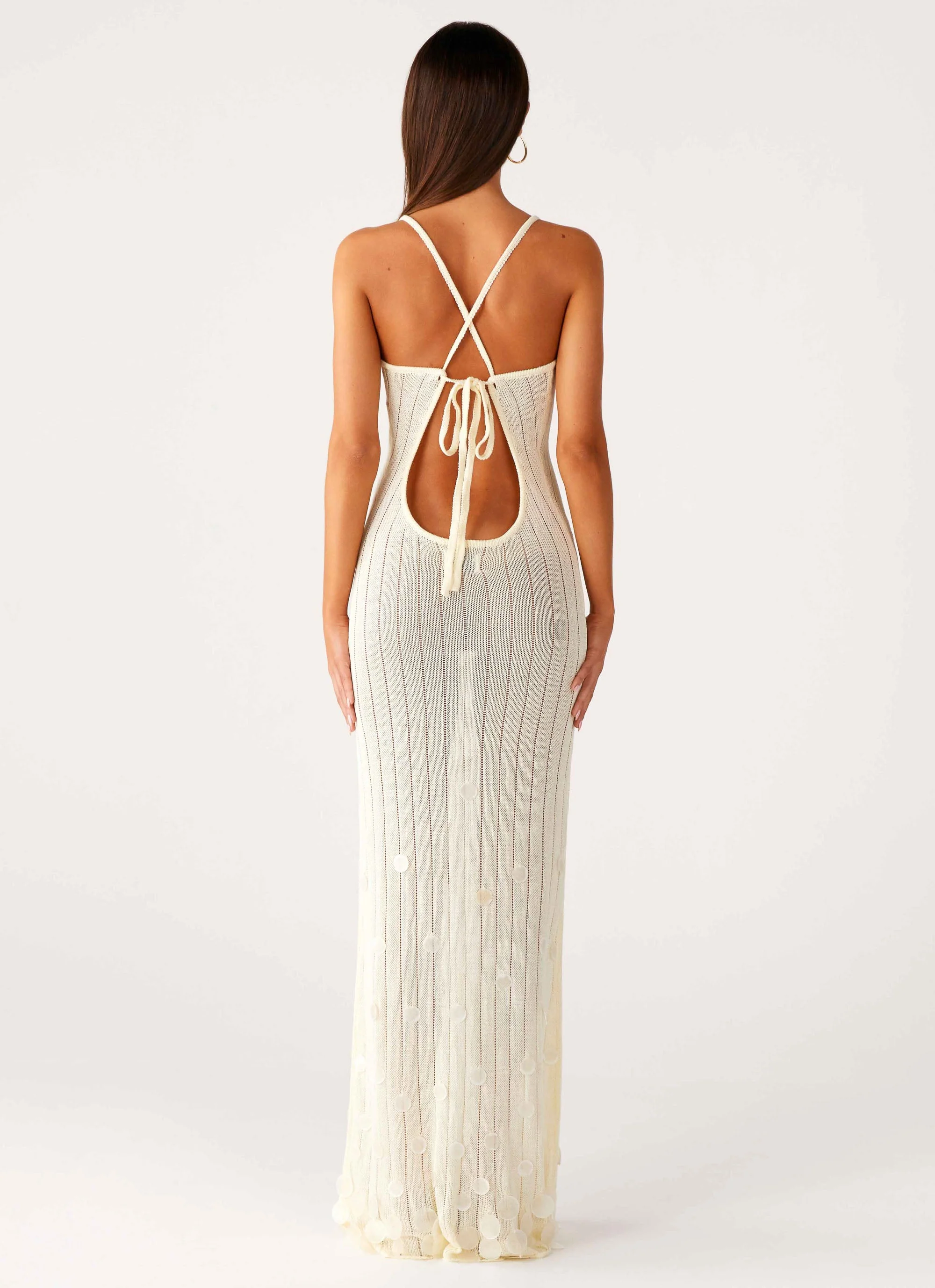 Siren Song Crochet Maxi Dress - Ivory - Image 3