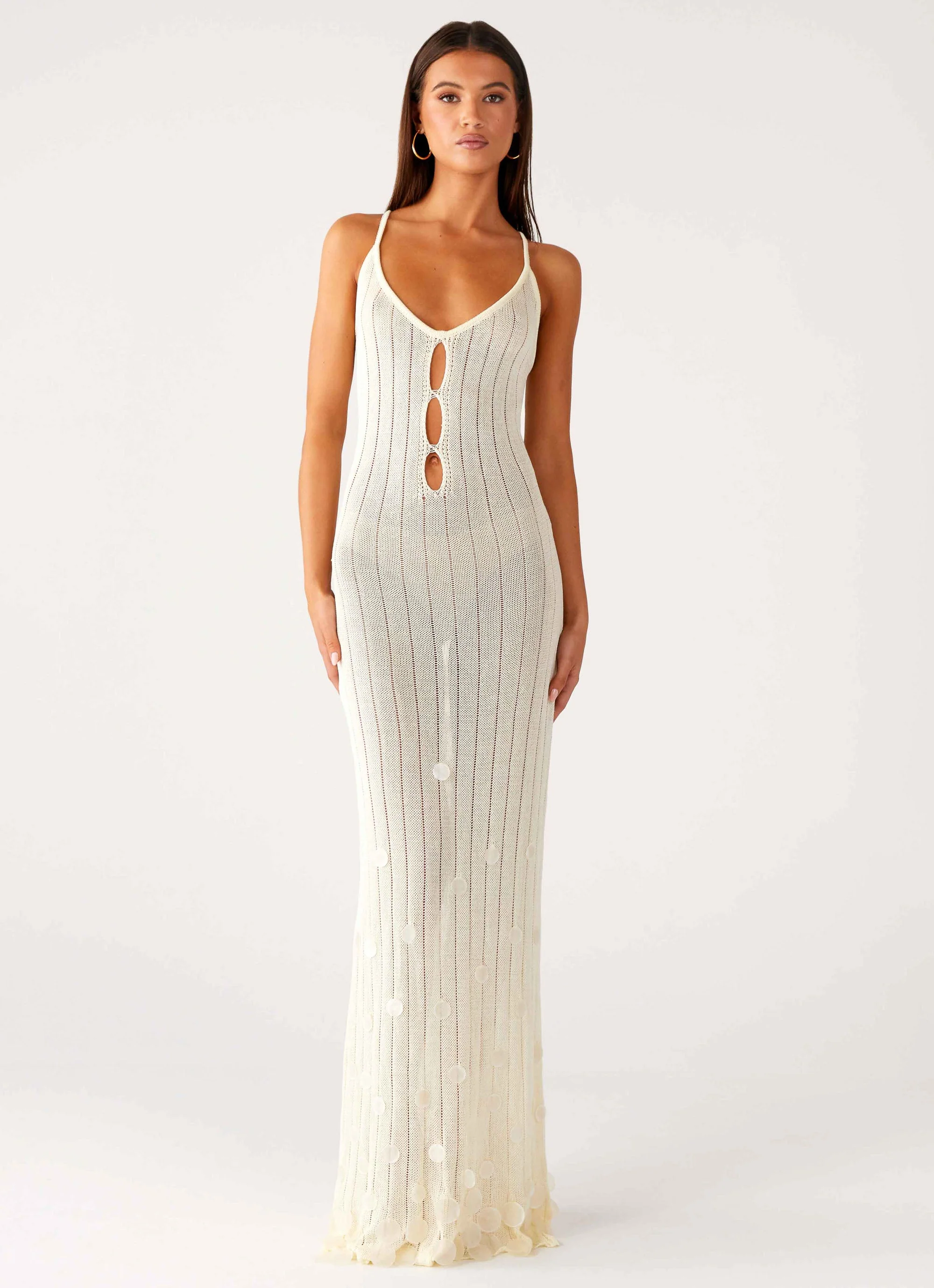 Siren Song Crochet Maxi Dress - Ivory - Image 5