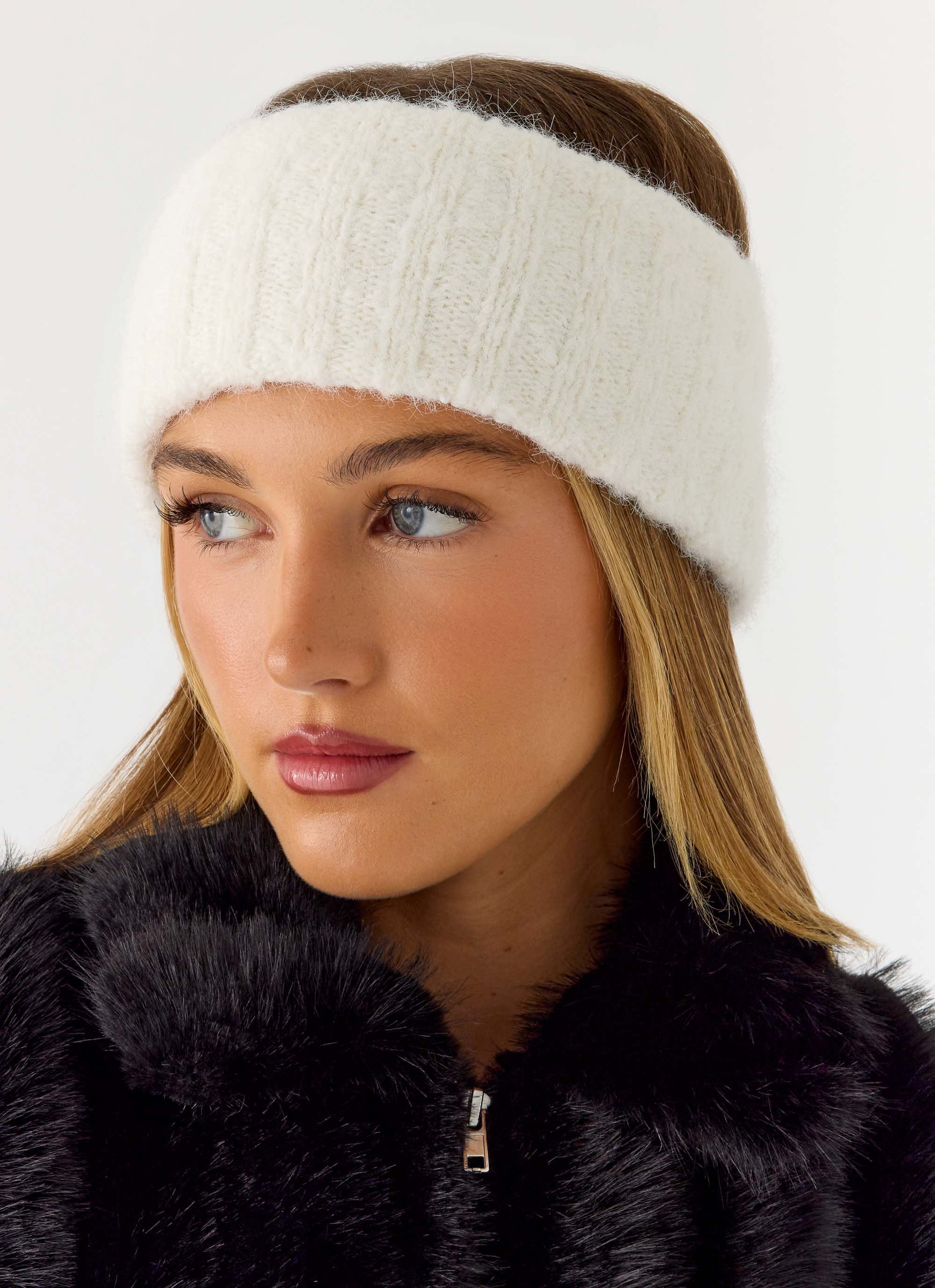 Snow Ball Knit headband - Cream - Image 2