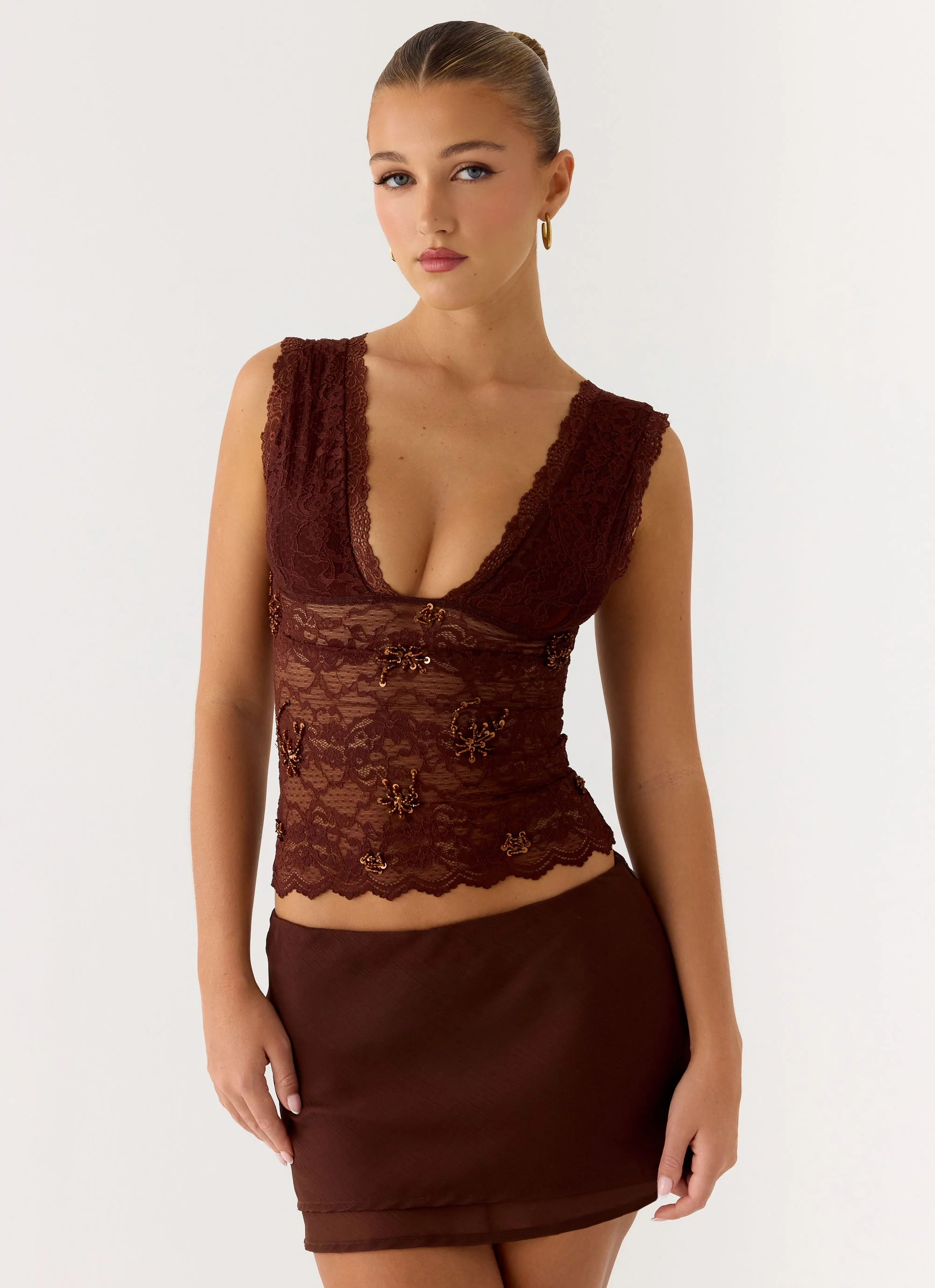 Sommers Lace Top - Chocolate - Image 2