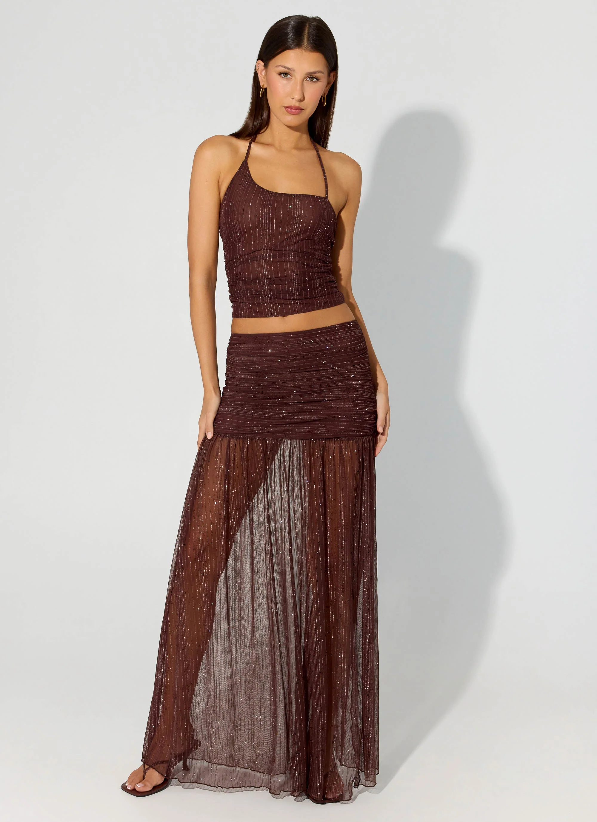 Sparkling Night Maxi Skirt - Chocolate - Image 6