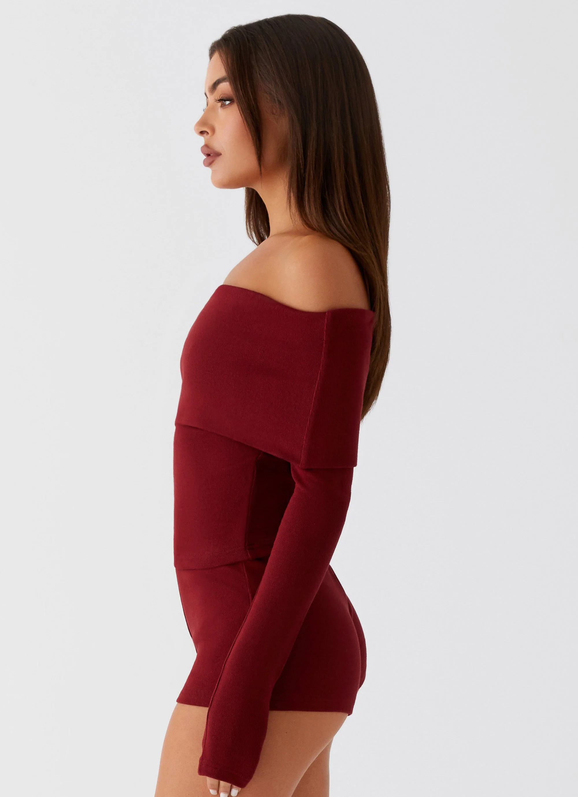 Spectate Long Sleeve Top - Maroon - Image 4