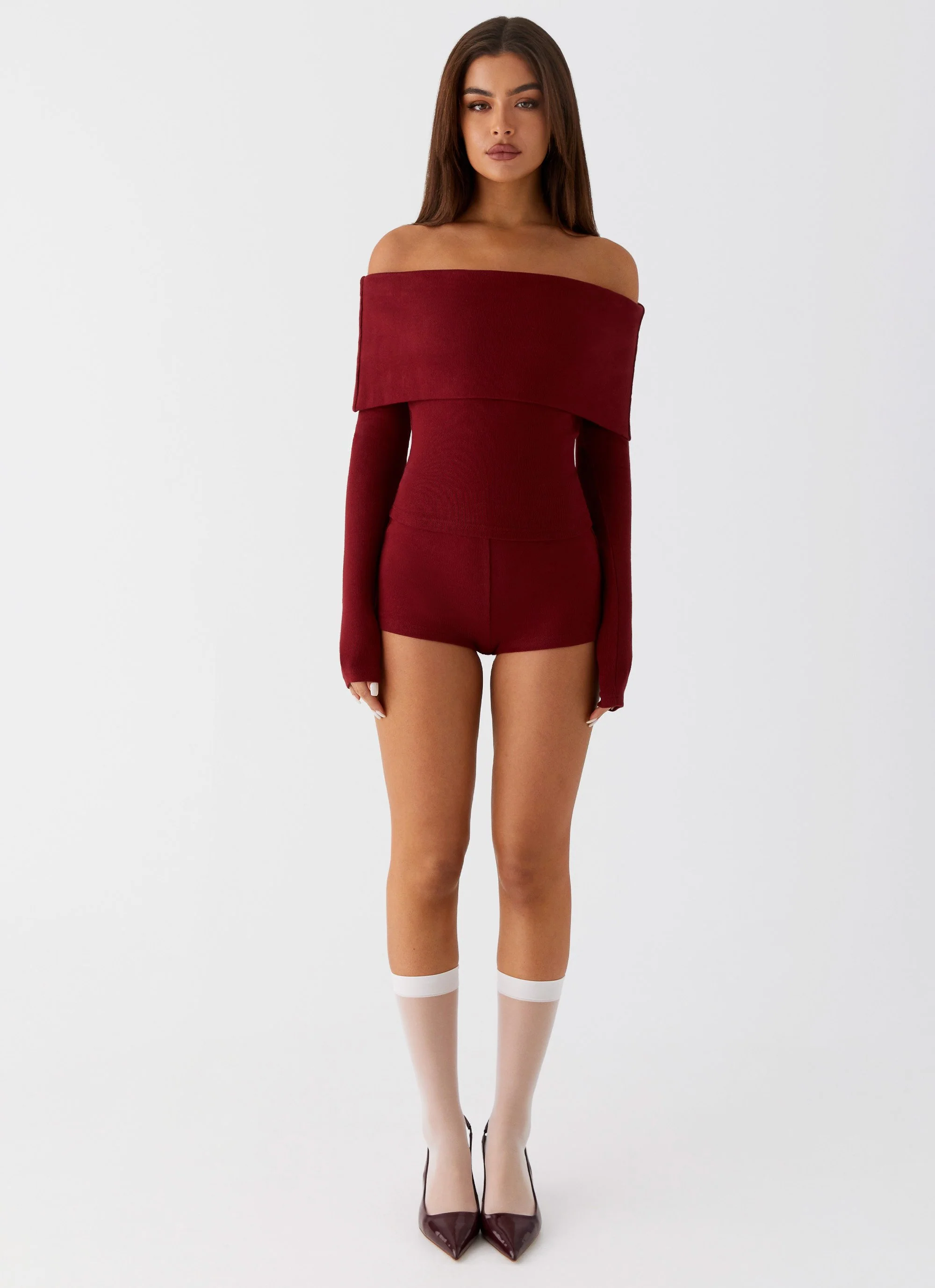 Spectate Mini Shorts - Maroon - Image 3