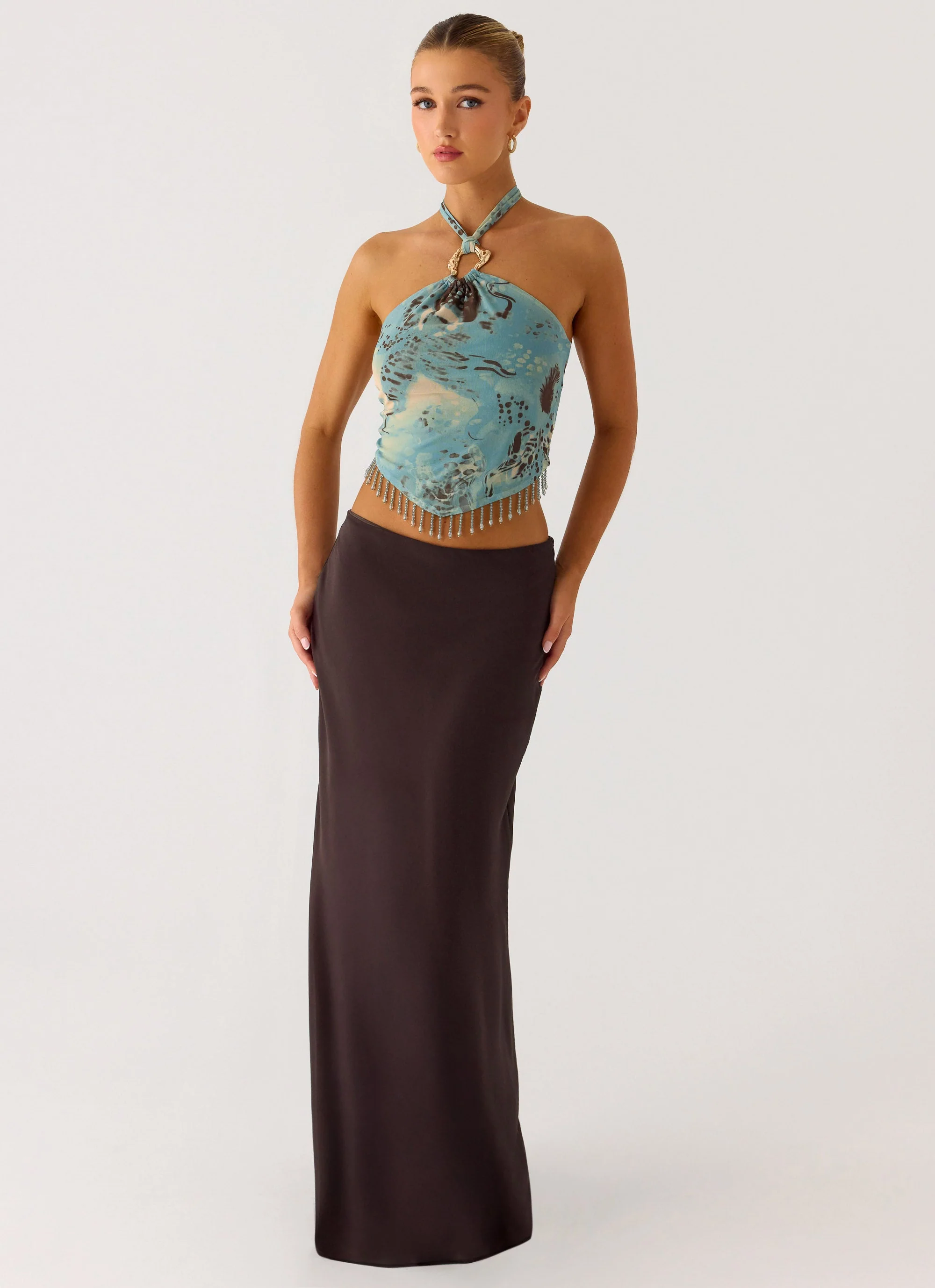 Star Girl Chiffon Maxi Skirt - Cool Chocolate - Image 6