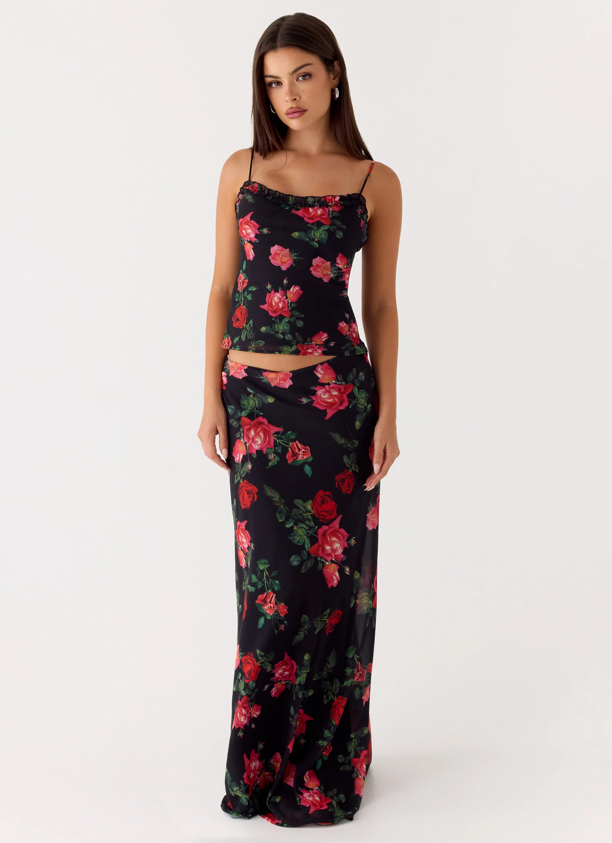 Star Girl Chiffon Maxi Skirt - Midnight Bloom - Image 8