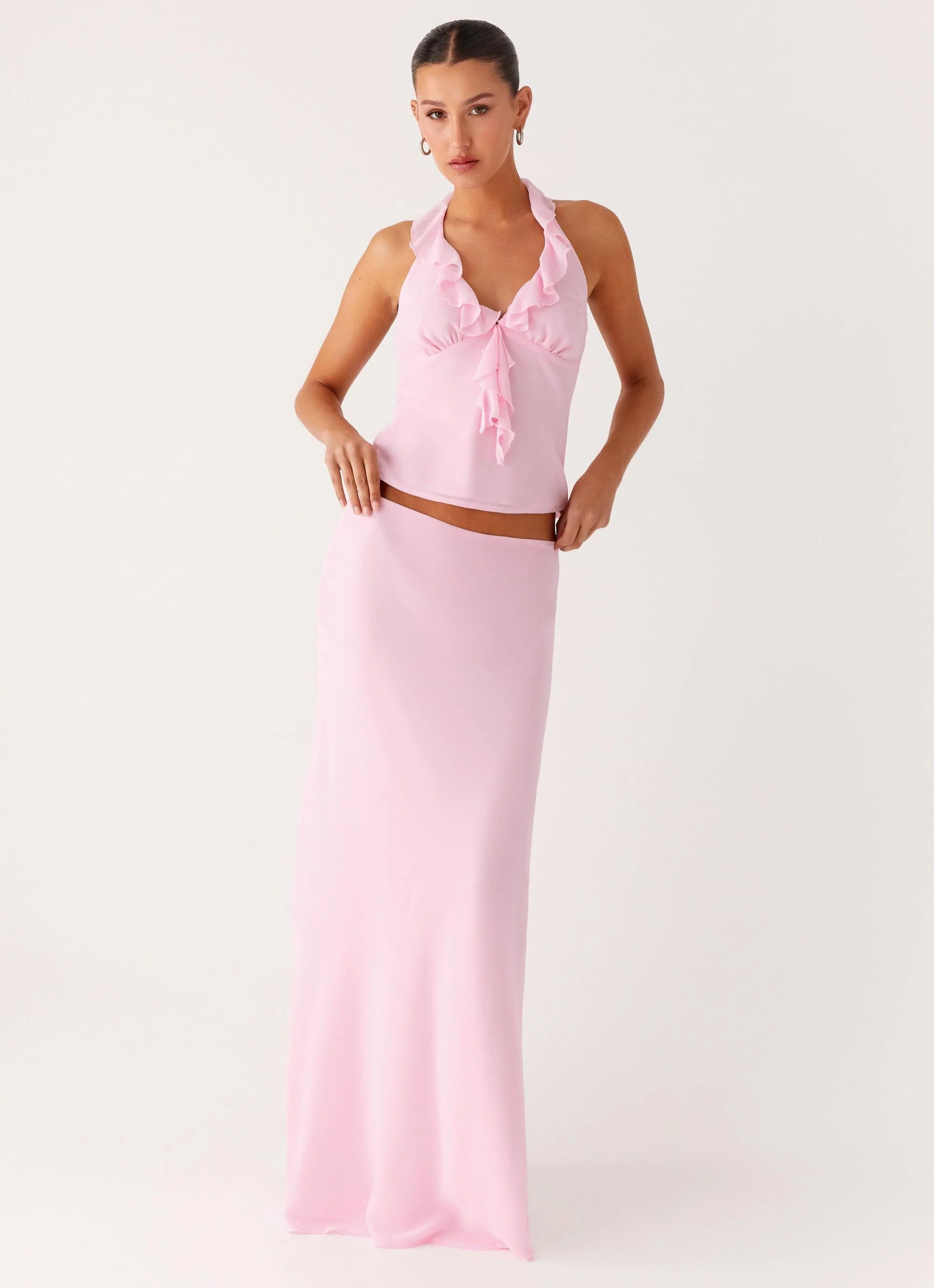 Star Girl Chiffon Maxi Skirt - Baby Pink