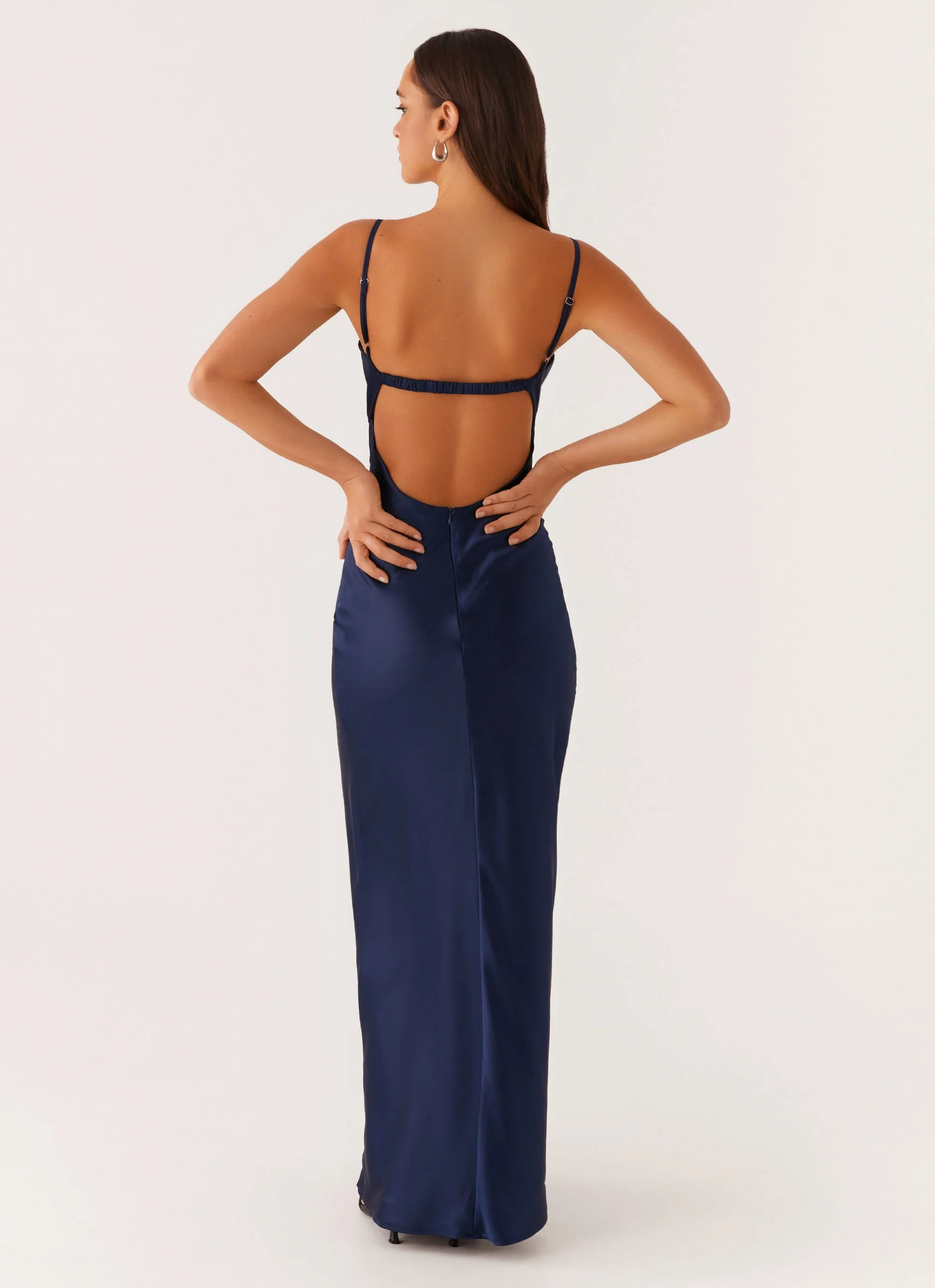 Stormie Satin Maxi Dress - Navy - Image 2