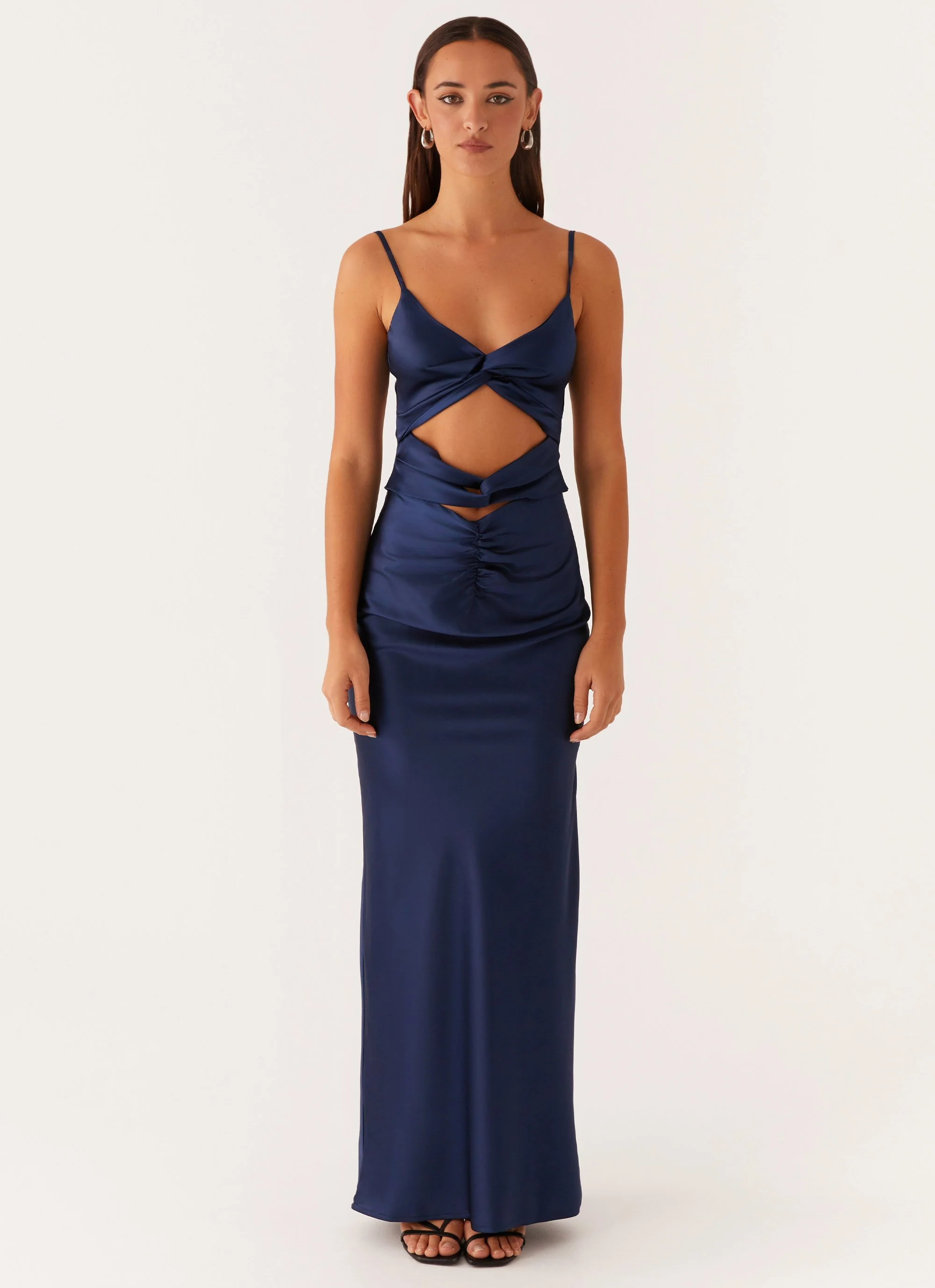 Stormie Satin Maxi Dress - Navy - Image 3