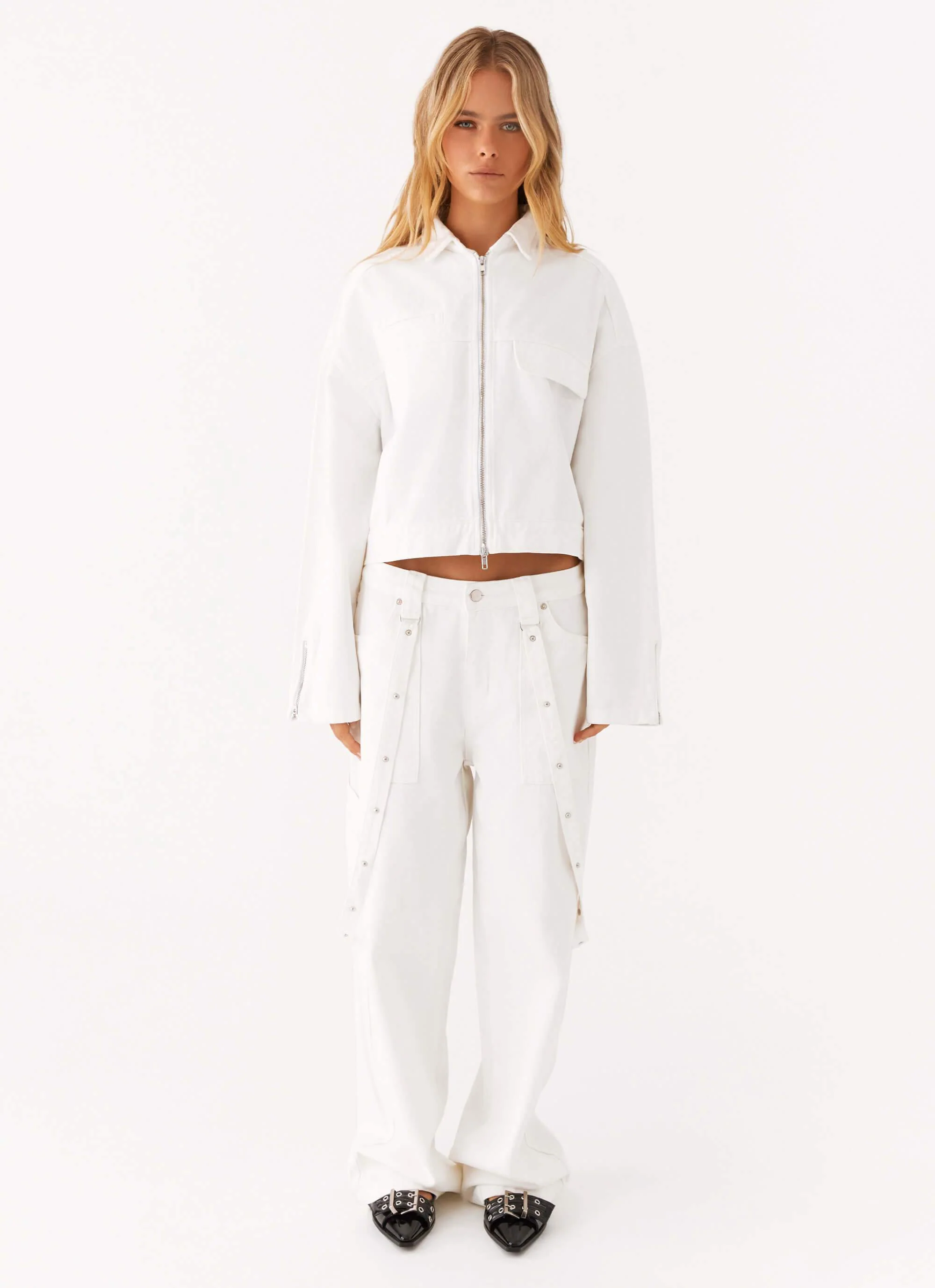 Stormy Oversized Denim Jacket - White - Image 2