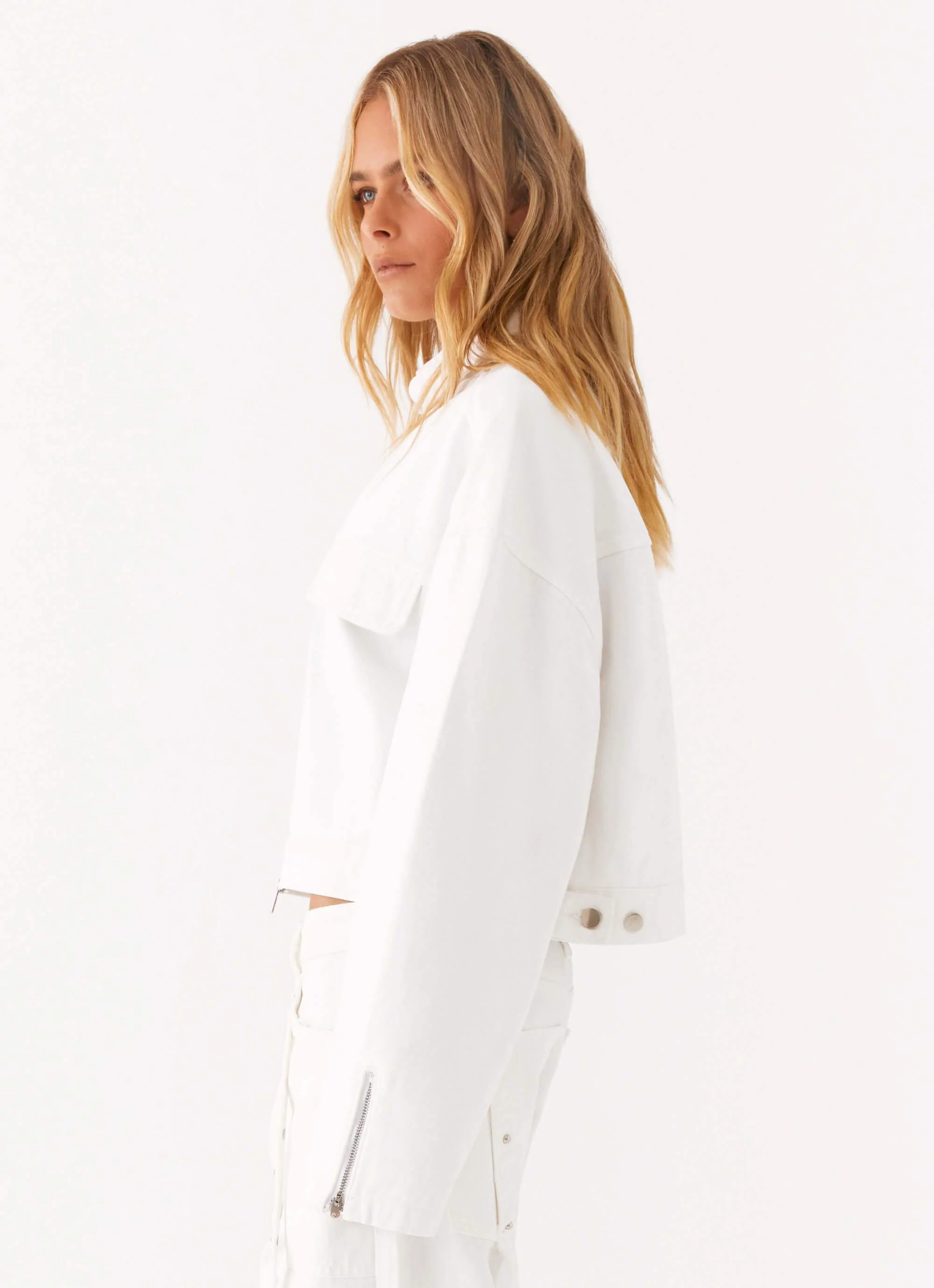Stormy Oversized Denim Jacket - White - Image 3