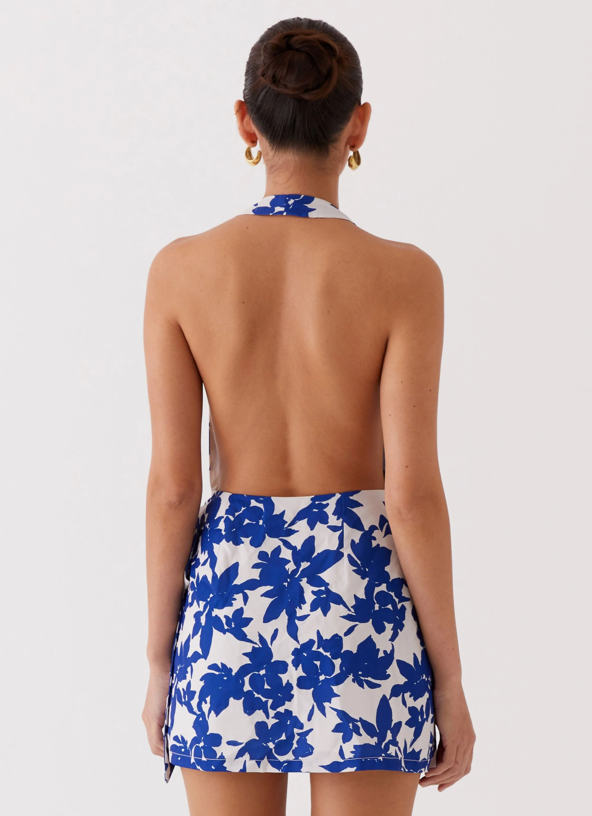 Street Blues Wrap Mini Dress - Blue Floral - Image 4