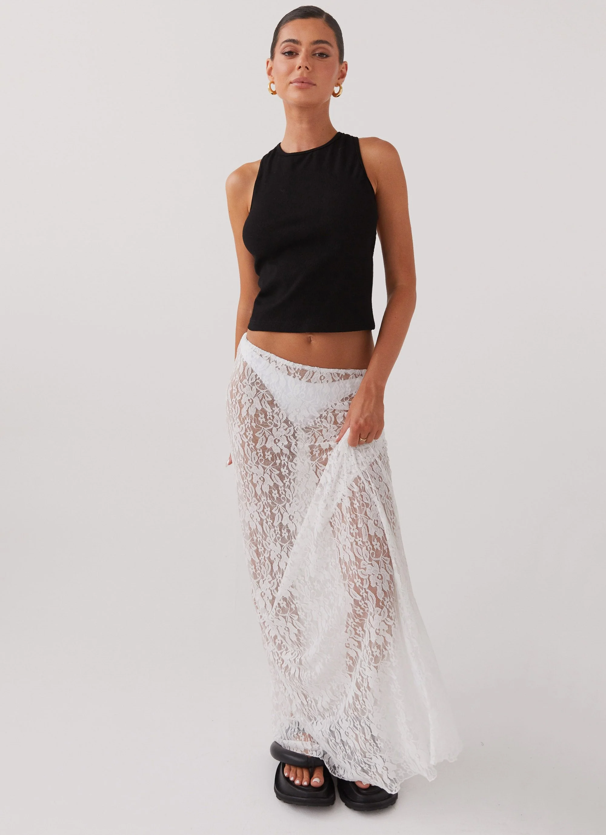 Sugar Sweet Lace Maxi Skirt - White - Image 5