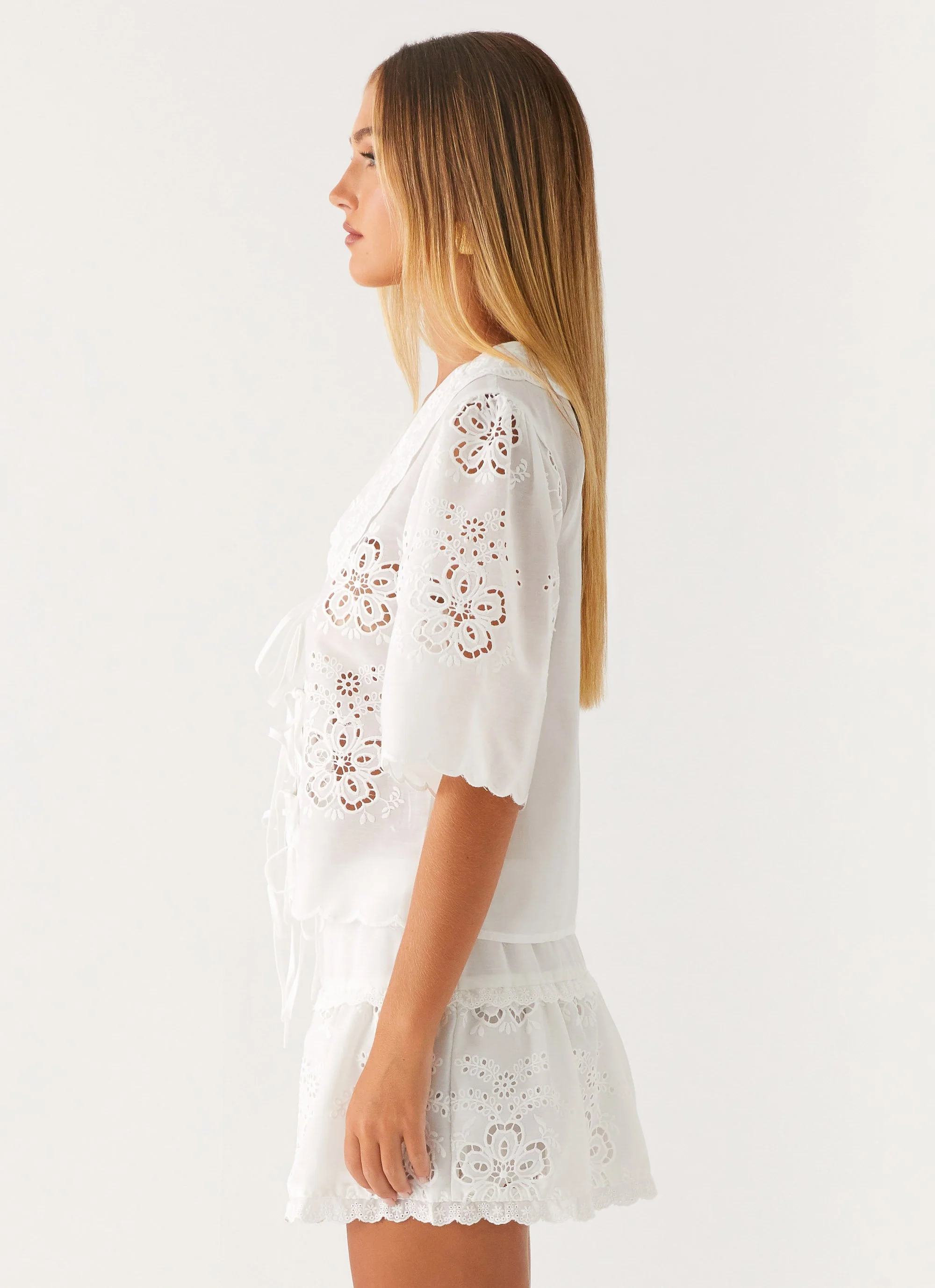 Summer Escape Embroidered Top - White - Image 4