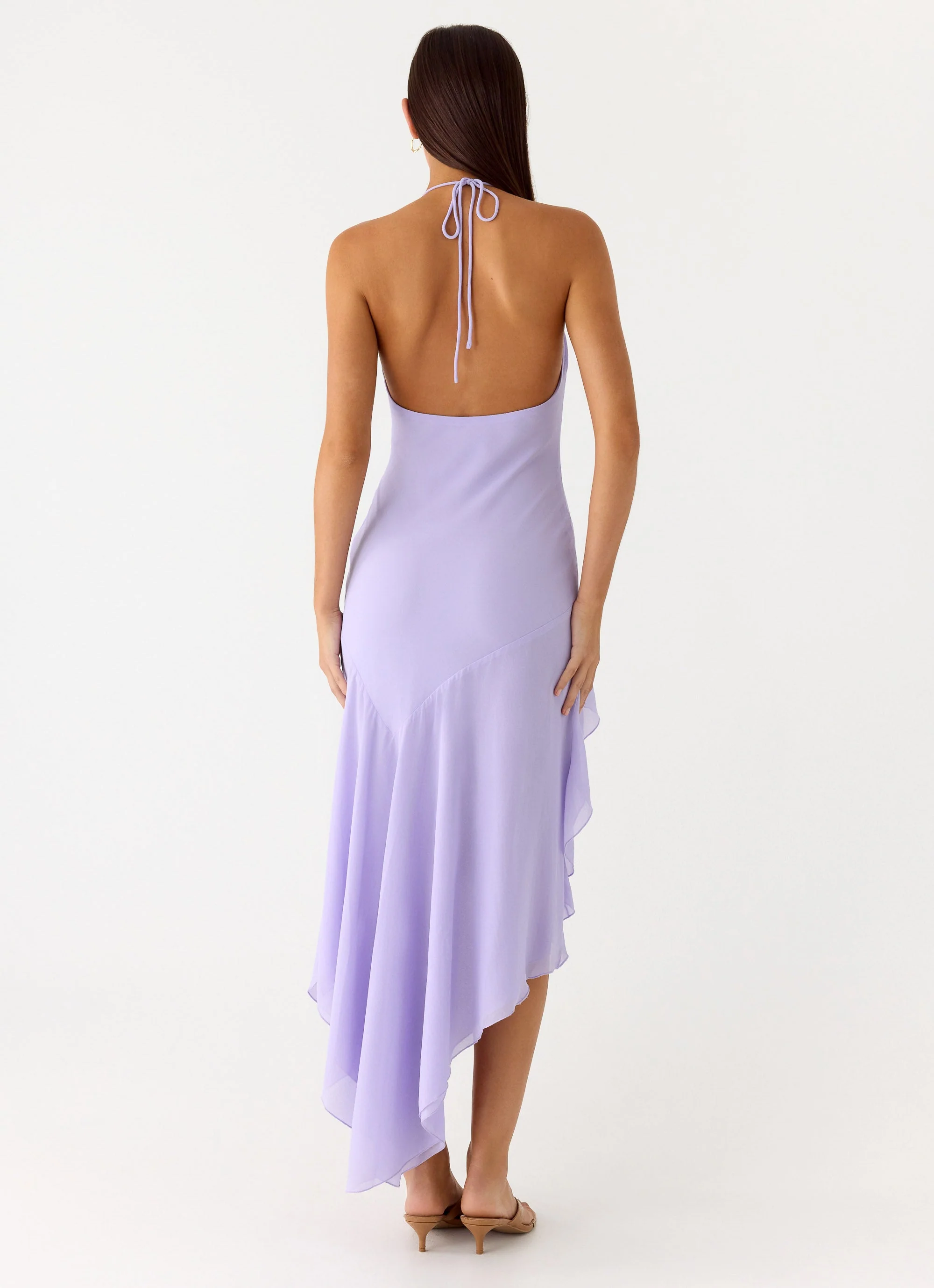 Sunmi Asymmetric Cowl Midi Dress - Lavender - Image 3