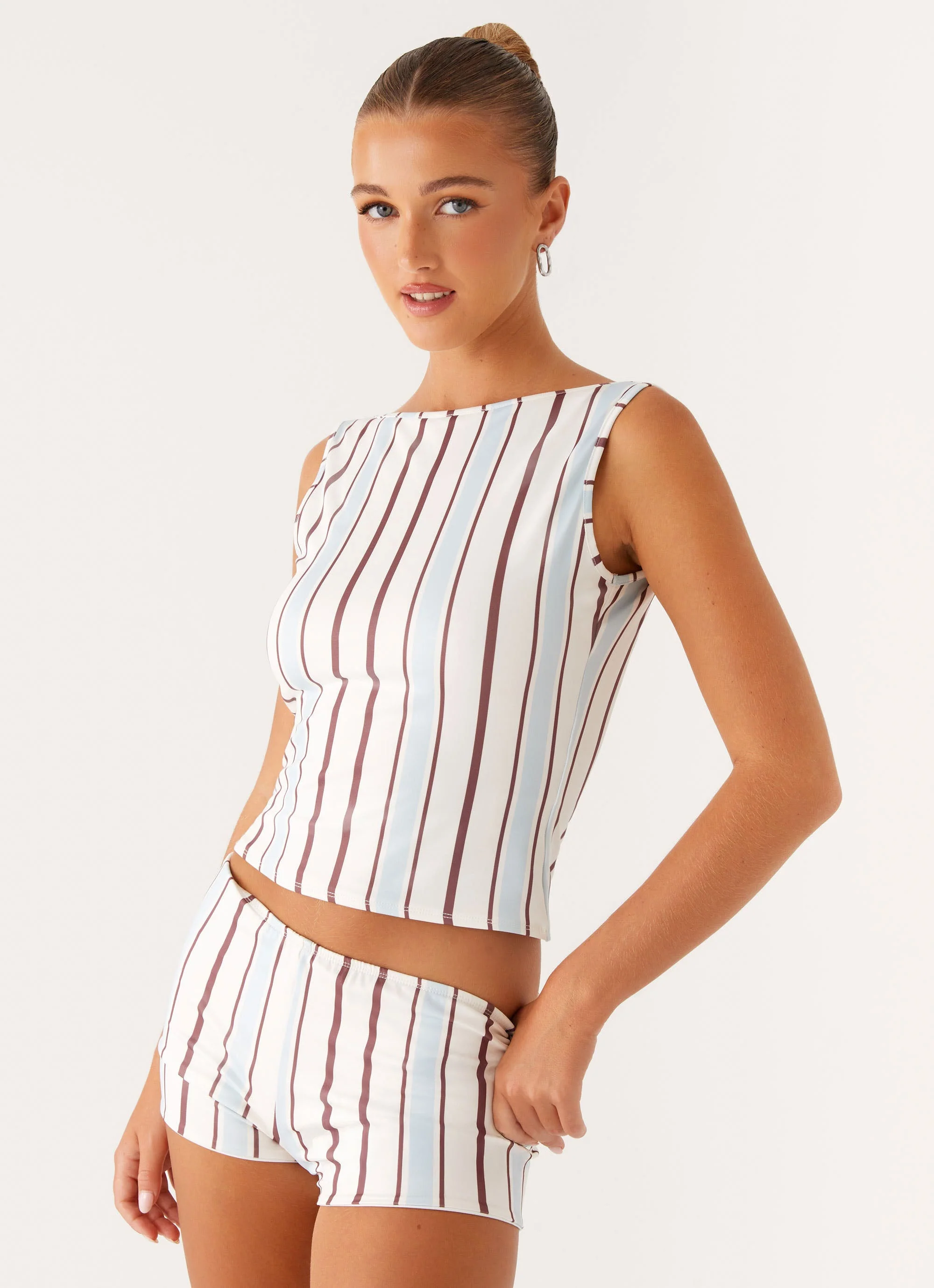 Sun's Out Tank Top - Blue Stripe - Image 2