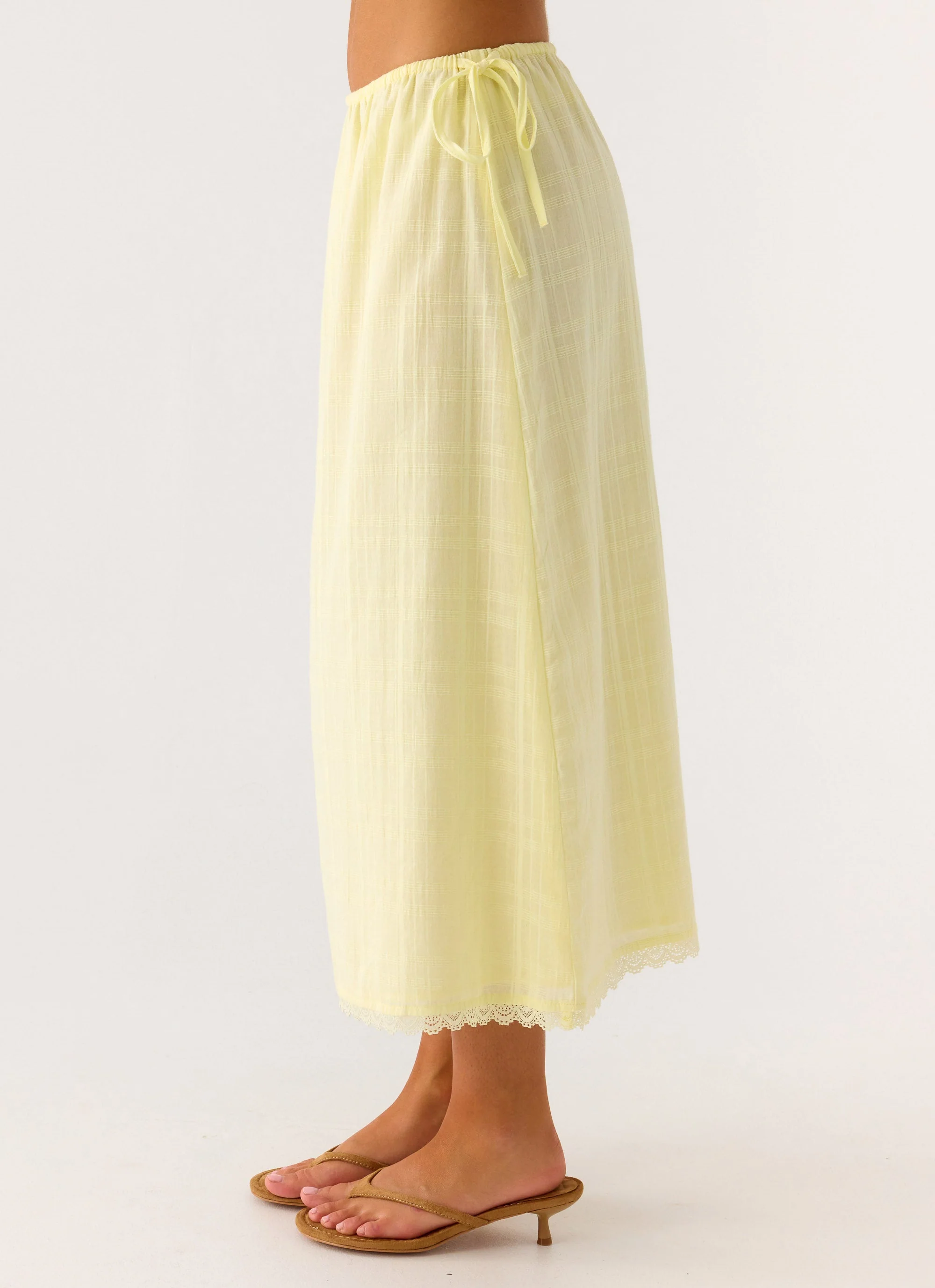Sweet Lullaby Midi Skirt - Lemon Yellow - Image 3