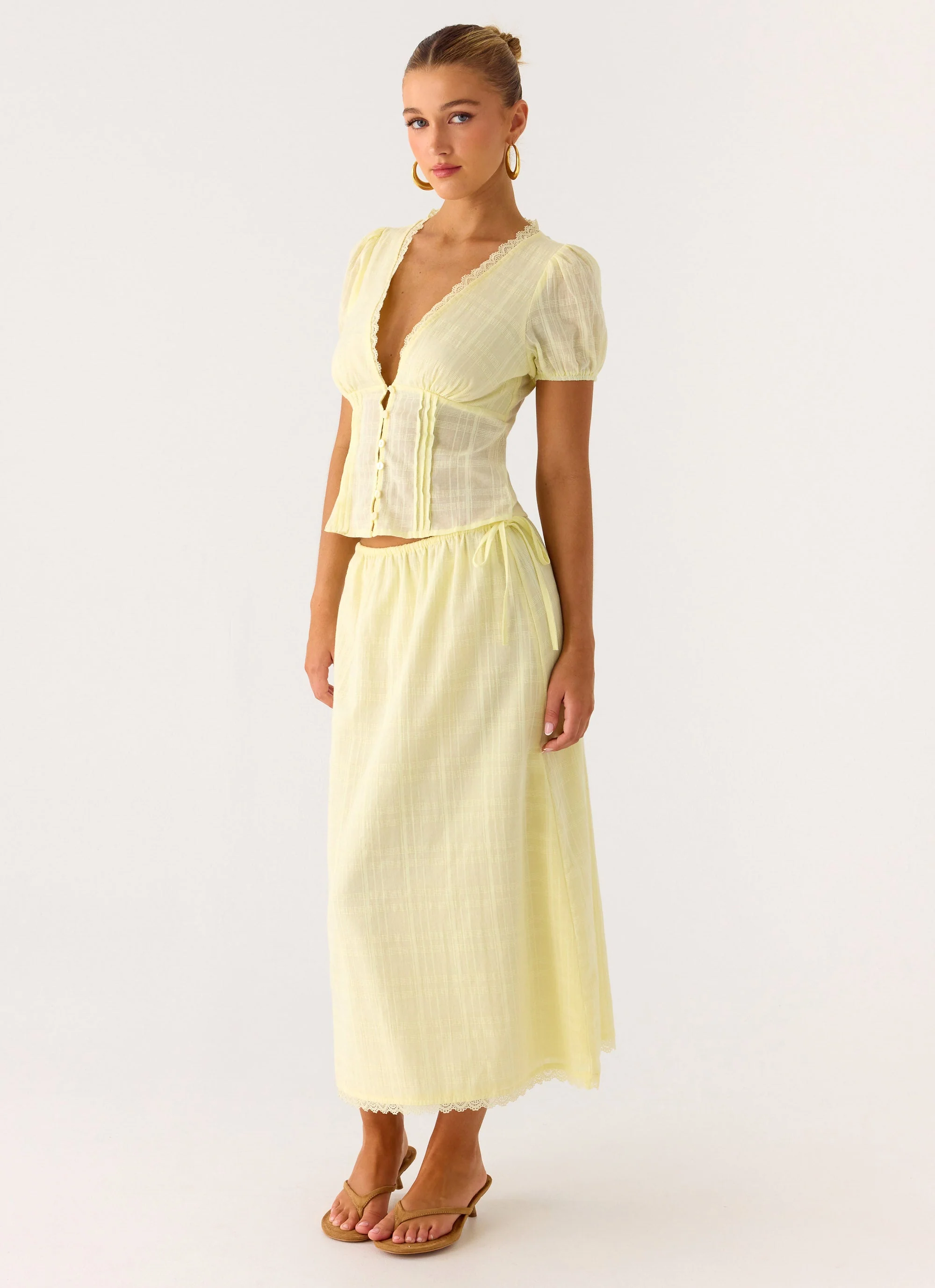 Sweet Lullaby Midi Skirt - Lemon Yellow - Image 5