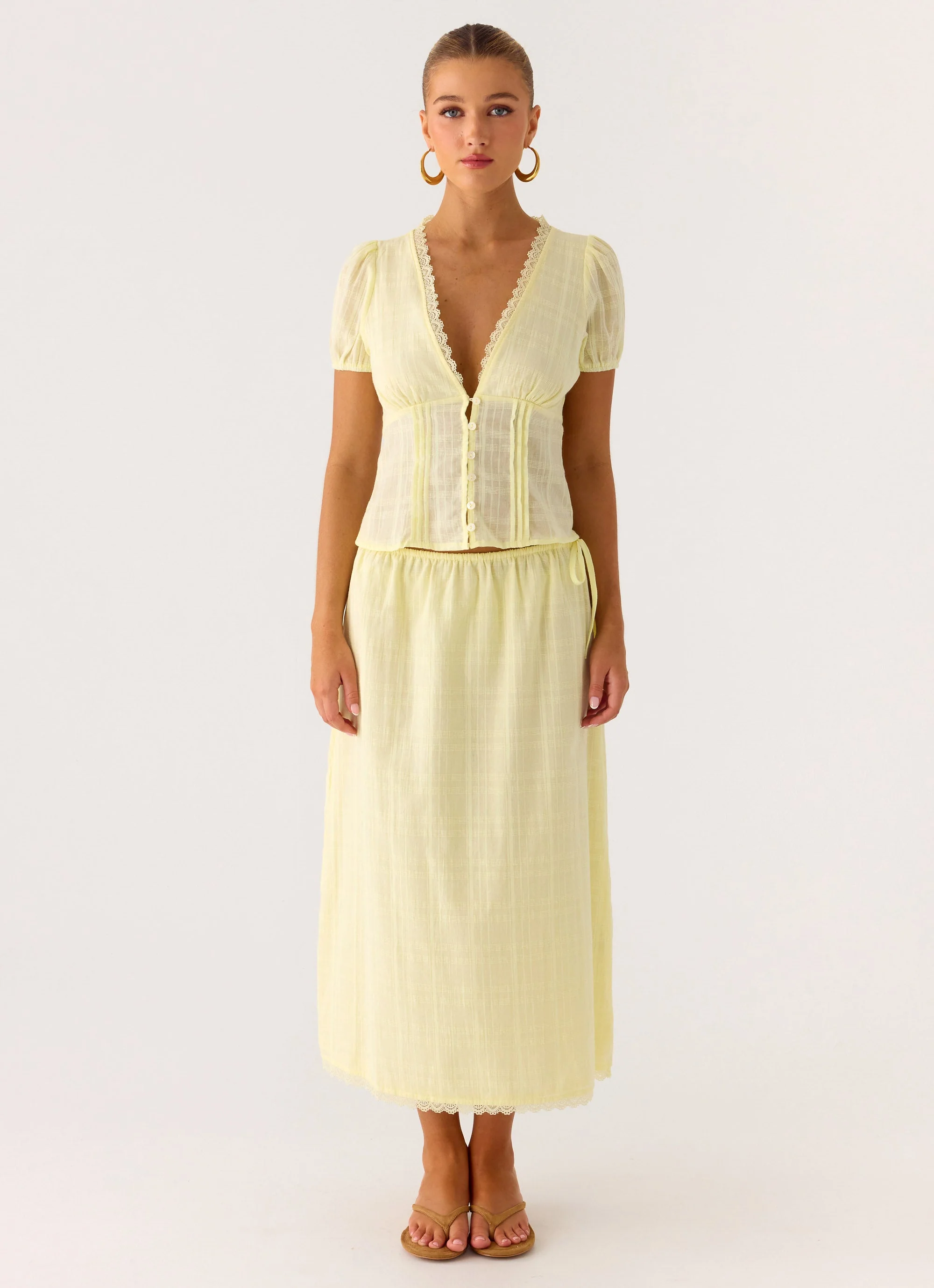 Sweet Lullaby Midi Skirt - Lemon Yellow - Image 6