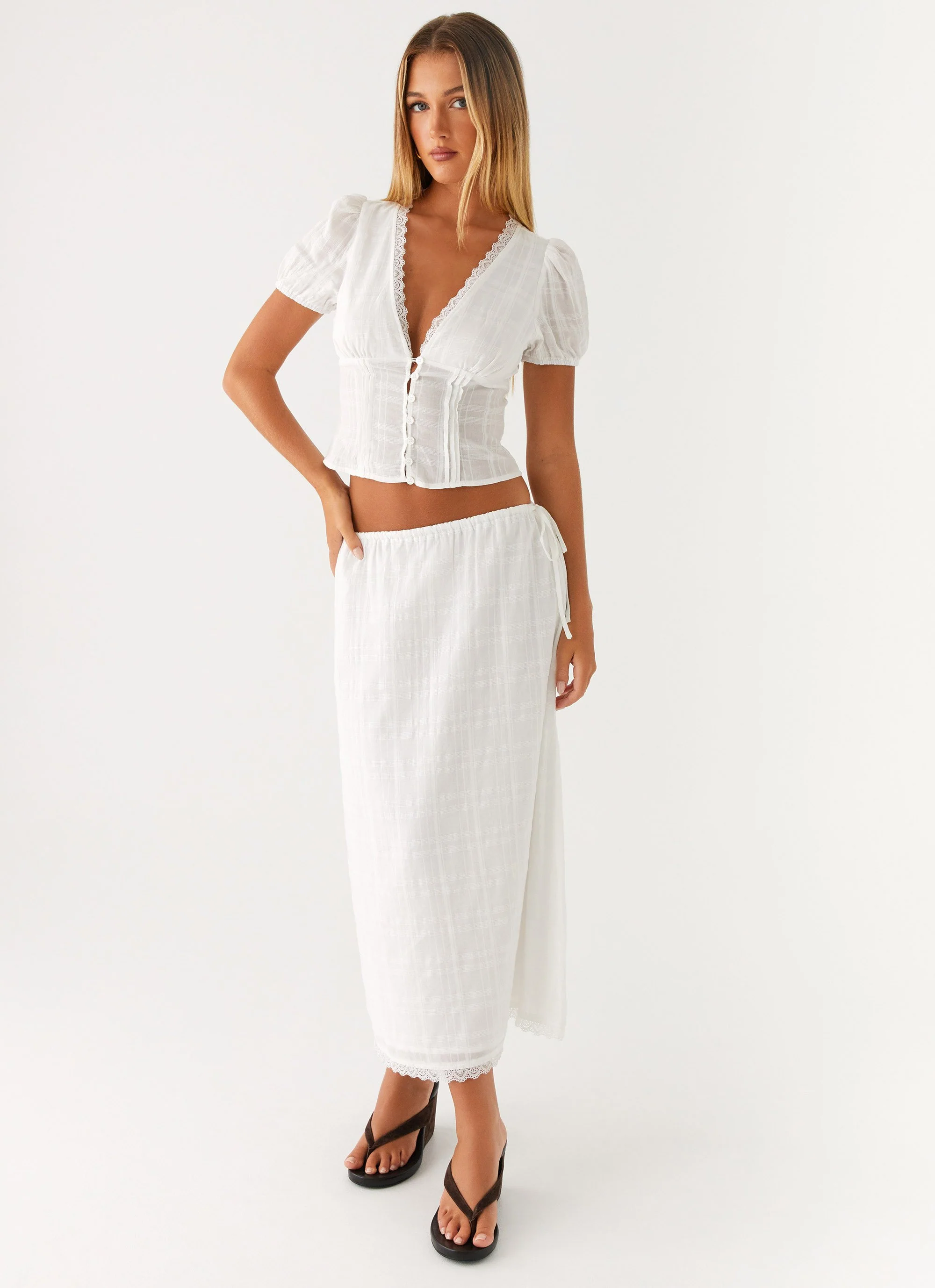 Sweet Lullaby Midi Skirt - White - Image 5