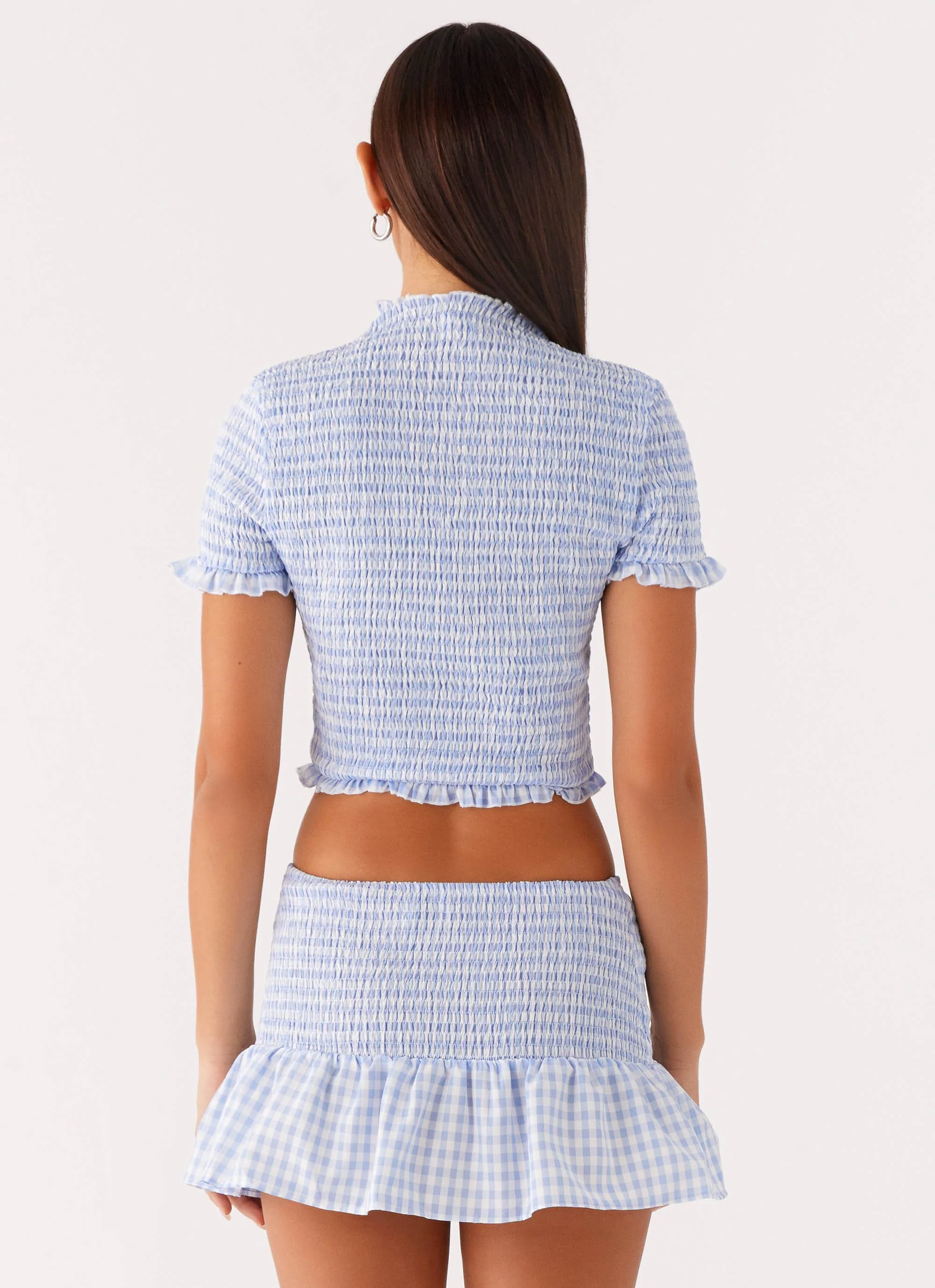 Sweetest Pie Mini Skirt - Baby Blue Gingham - Image 4