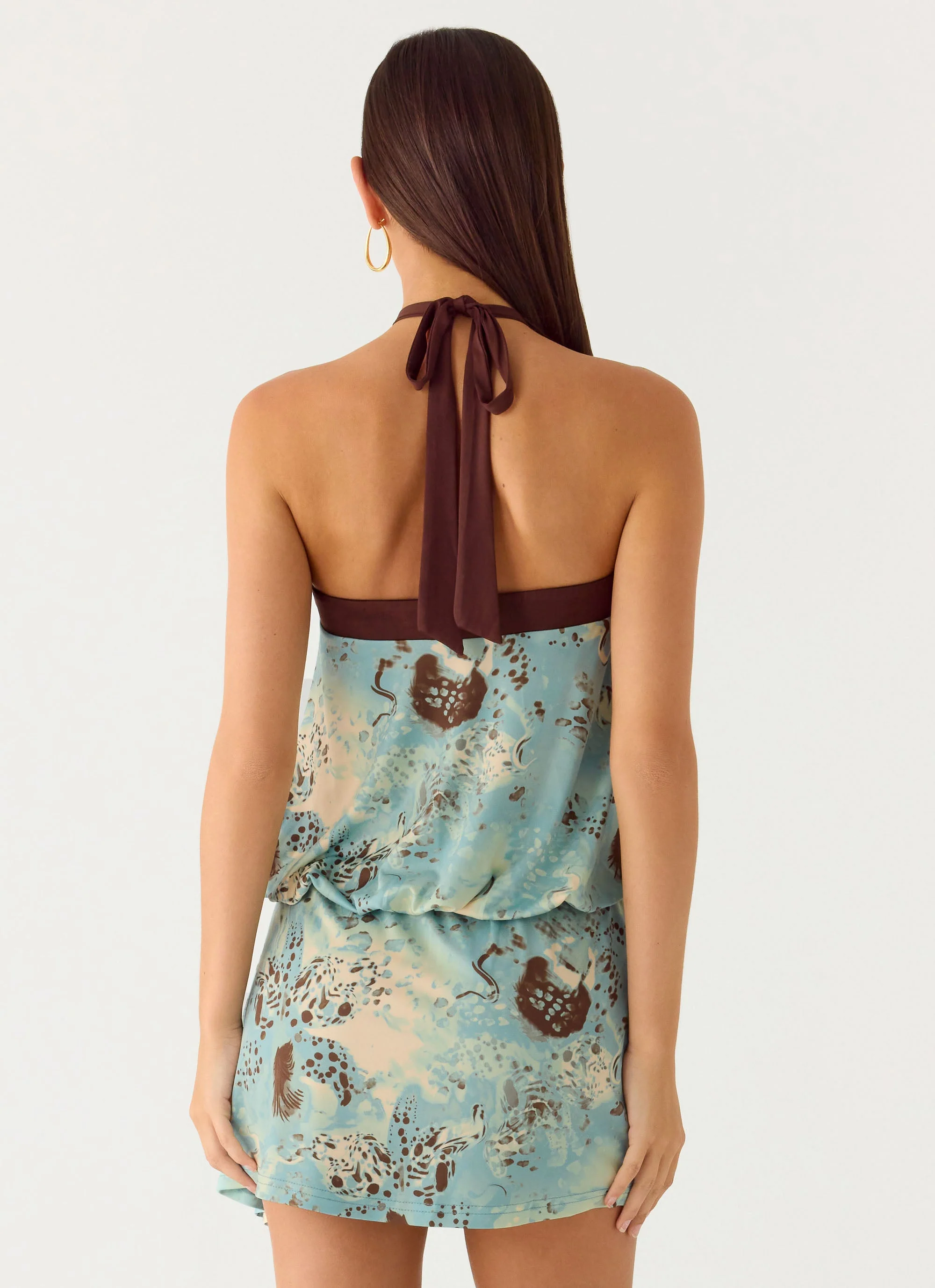 Switch Up Halter Mini Dress - Aqua Blur - Image 3