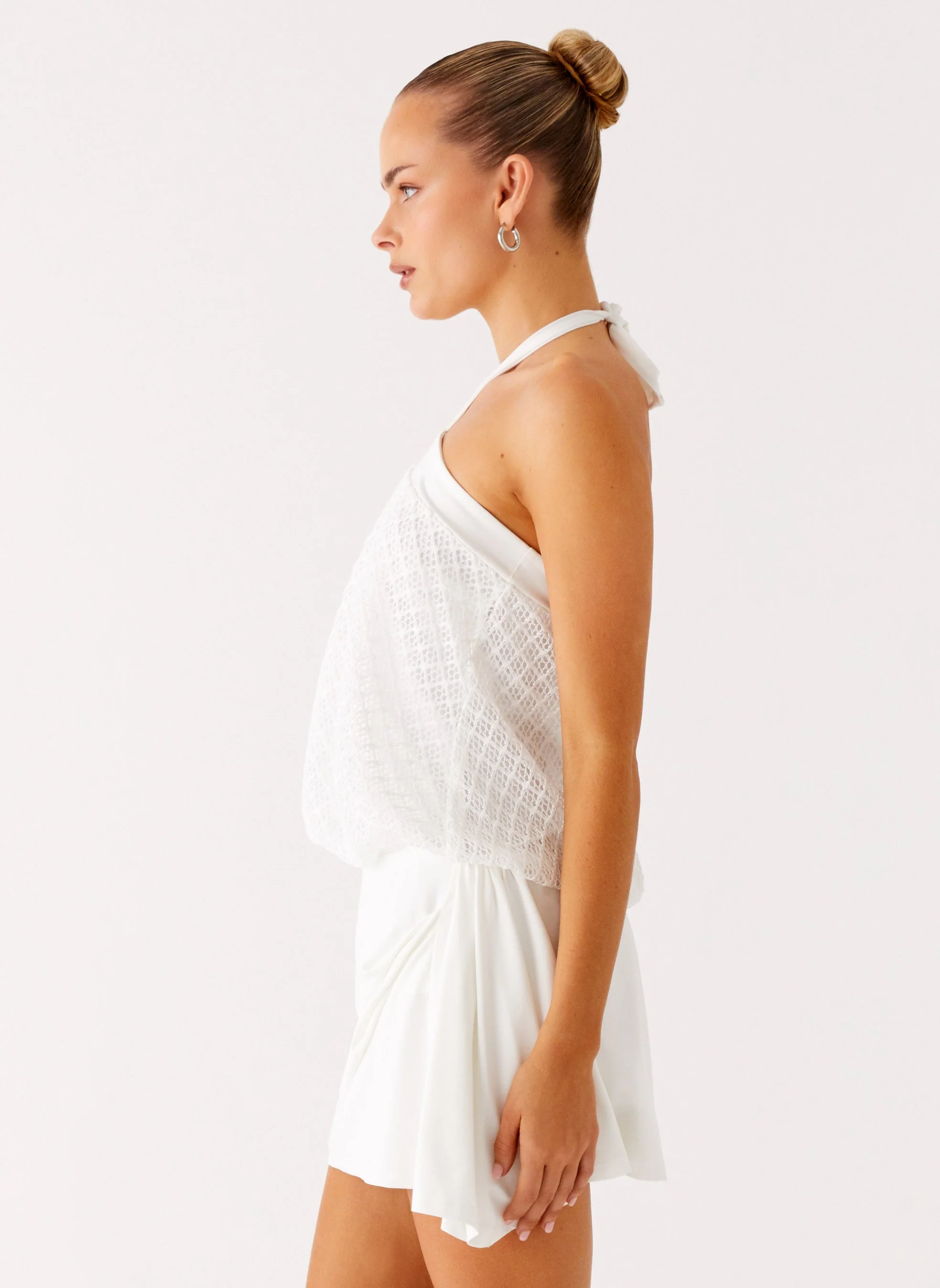 Switch Up Halter Mini Dress - Ivory - Image 3