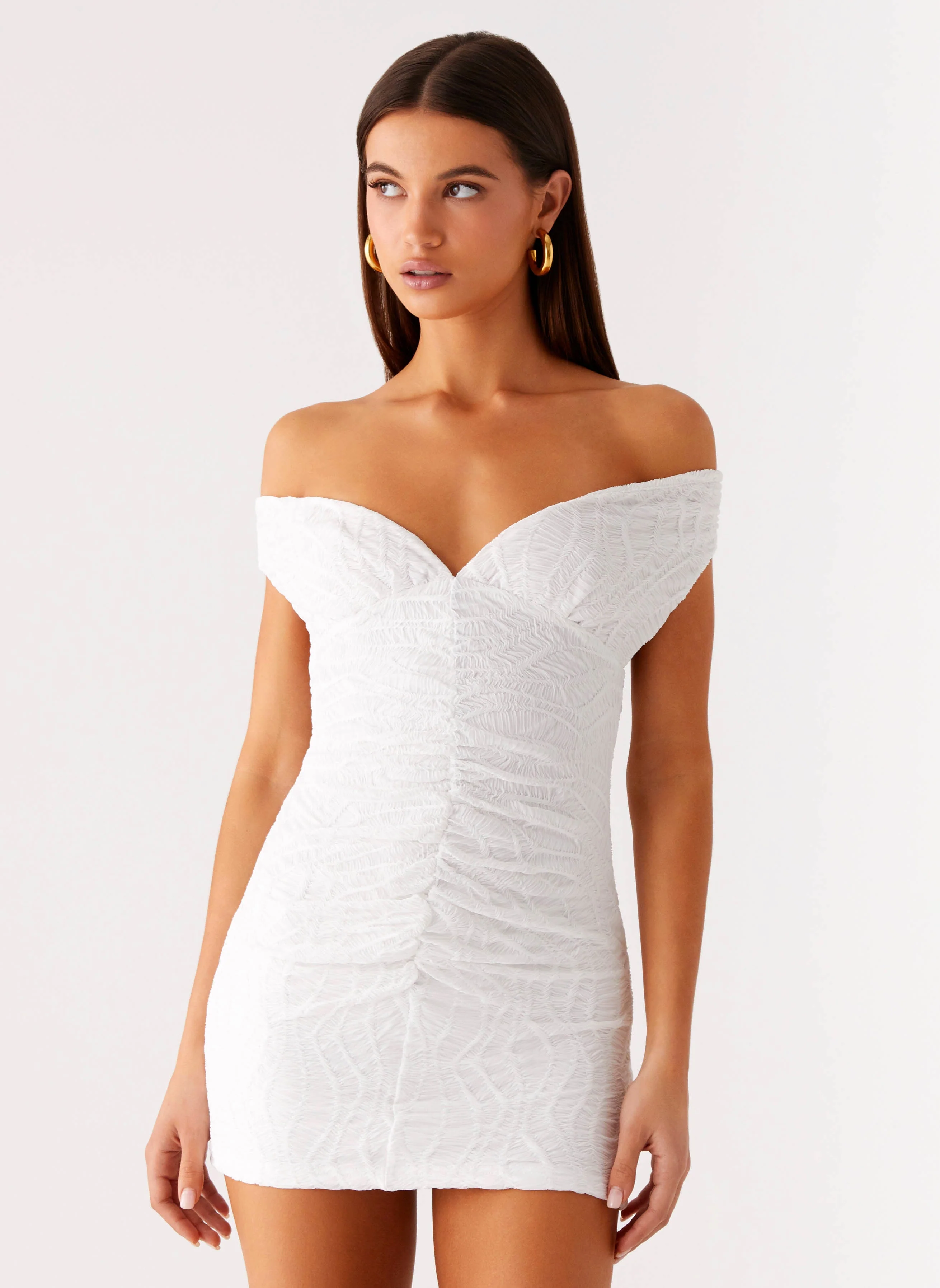 Takoda Off Shoulder Mini Dress - White - Image 6