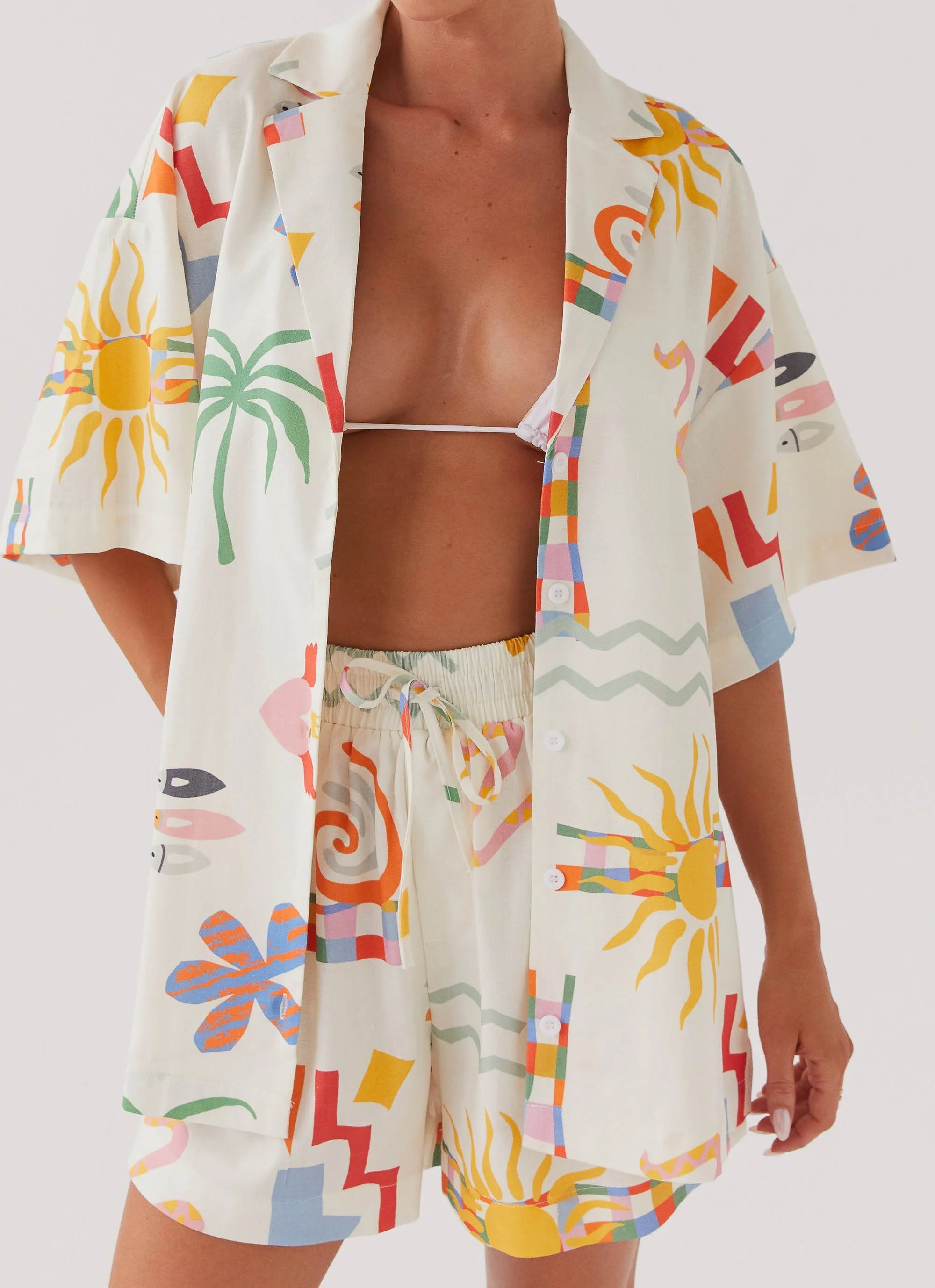 Tallulah Linen Oversized Shirt - Summer Palm - Image 6
