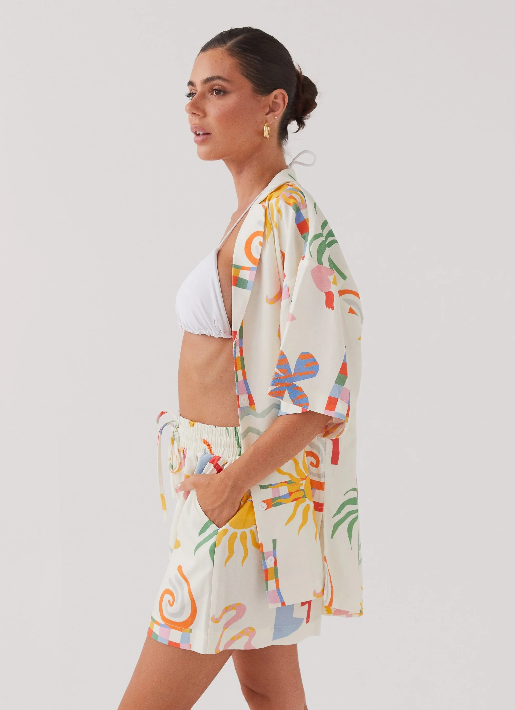 Tallulah Linen Shorts - Summer Palm - Image 3