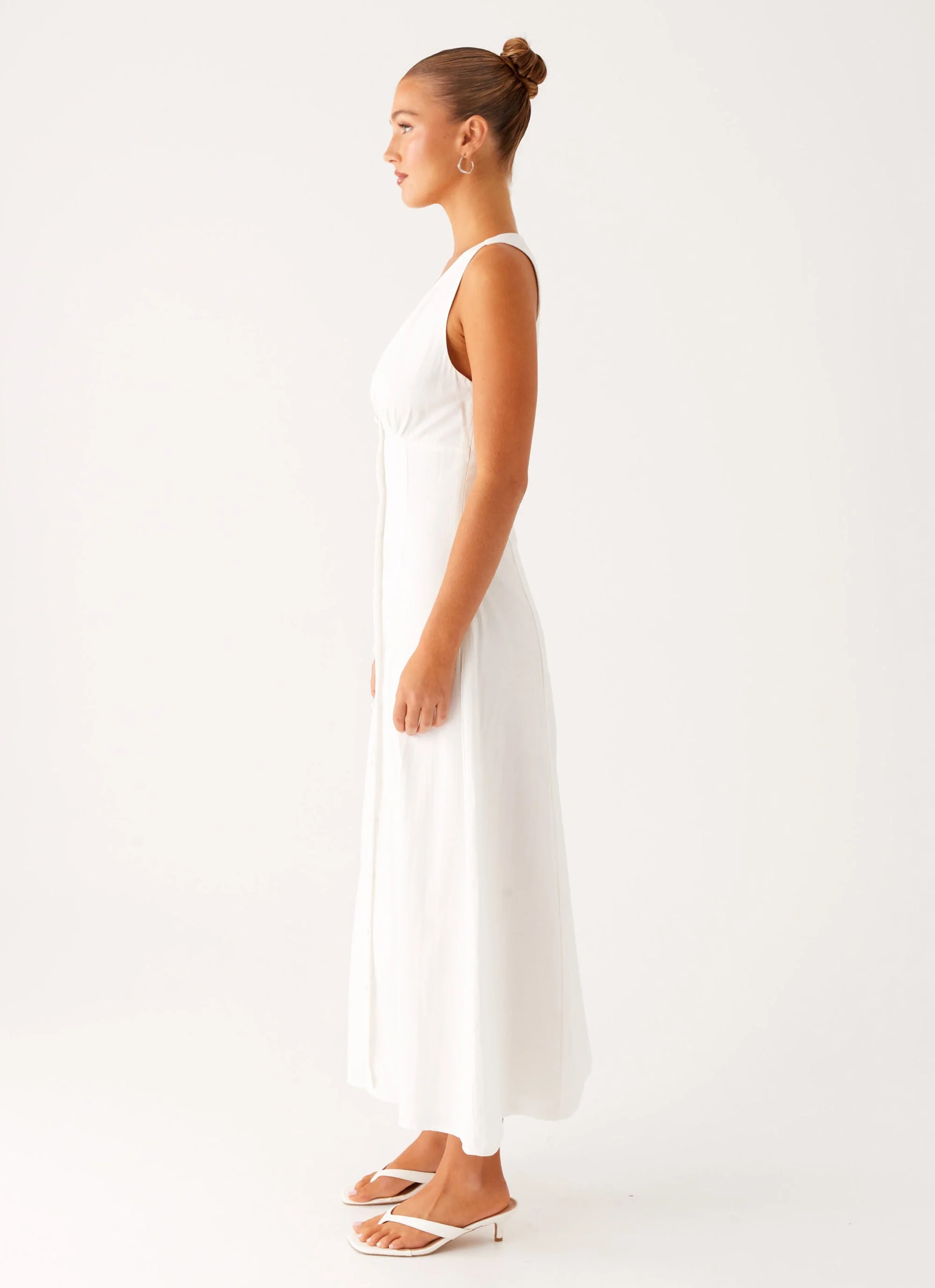 Tamsin Linen Maxi Dress - White - Image 2