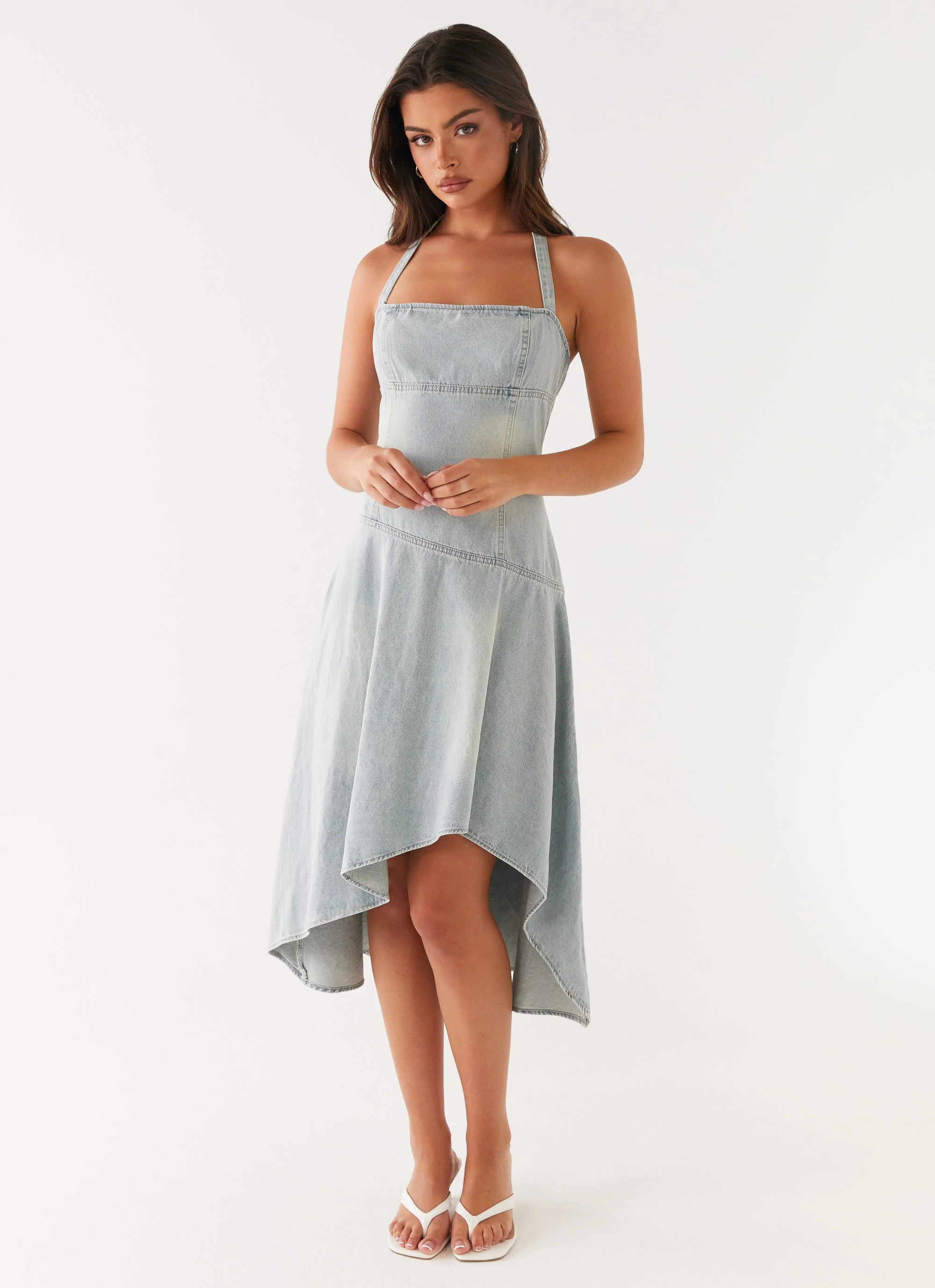 Tanisha Denim Midi Dress - Washed Blue - Image 2