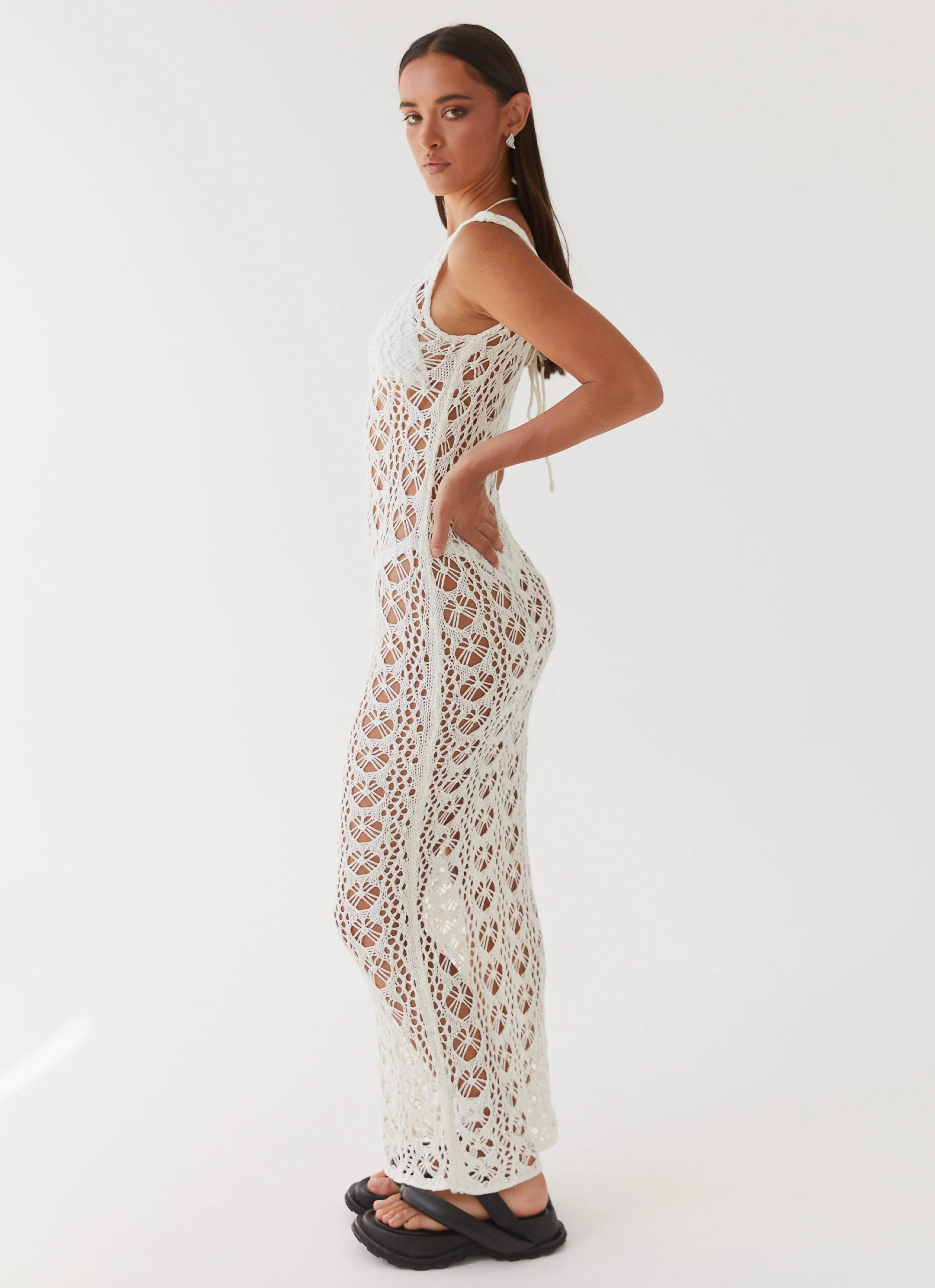 Tarlisa Crochet Maxi Dress - Cream - Image 4