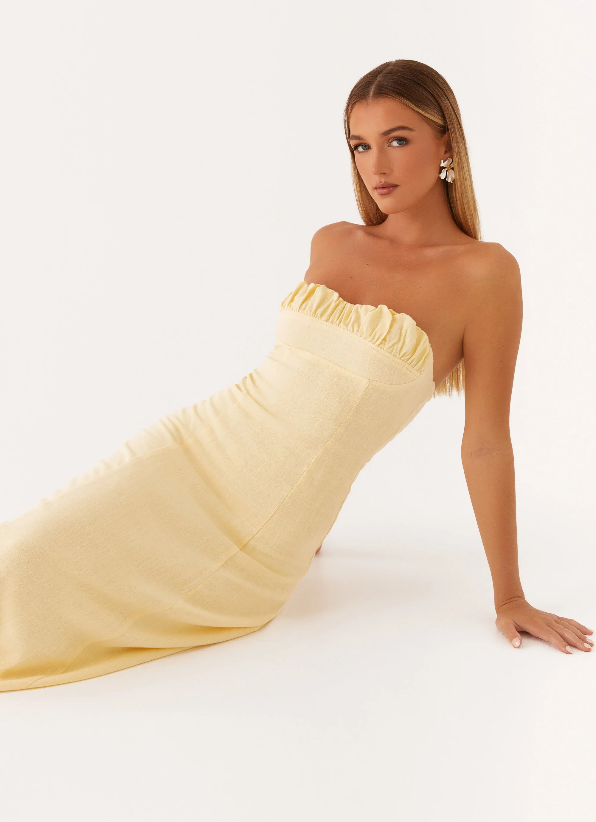 Tayla Linen Maxi Dress - Yellow - Image 5