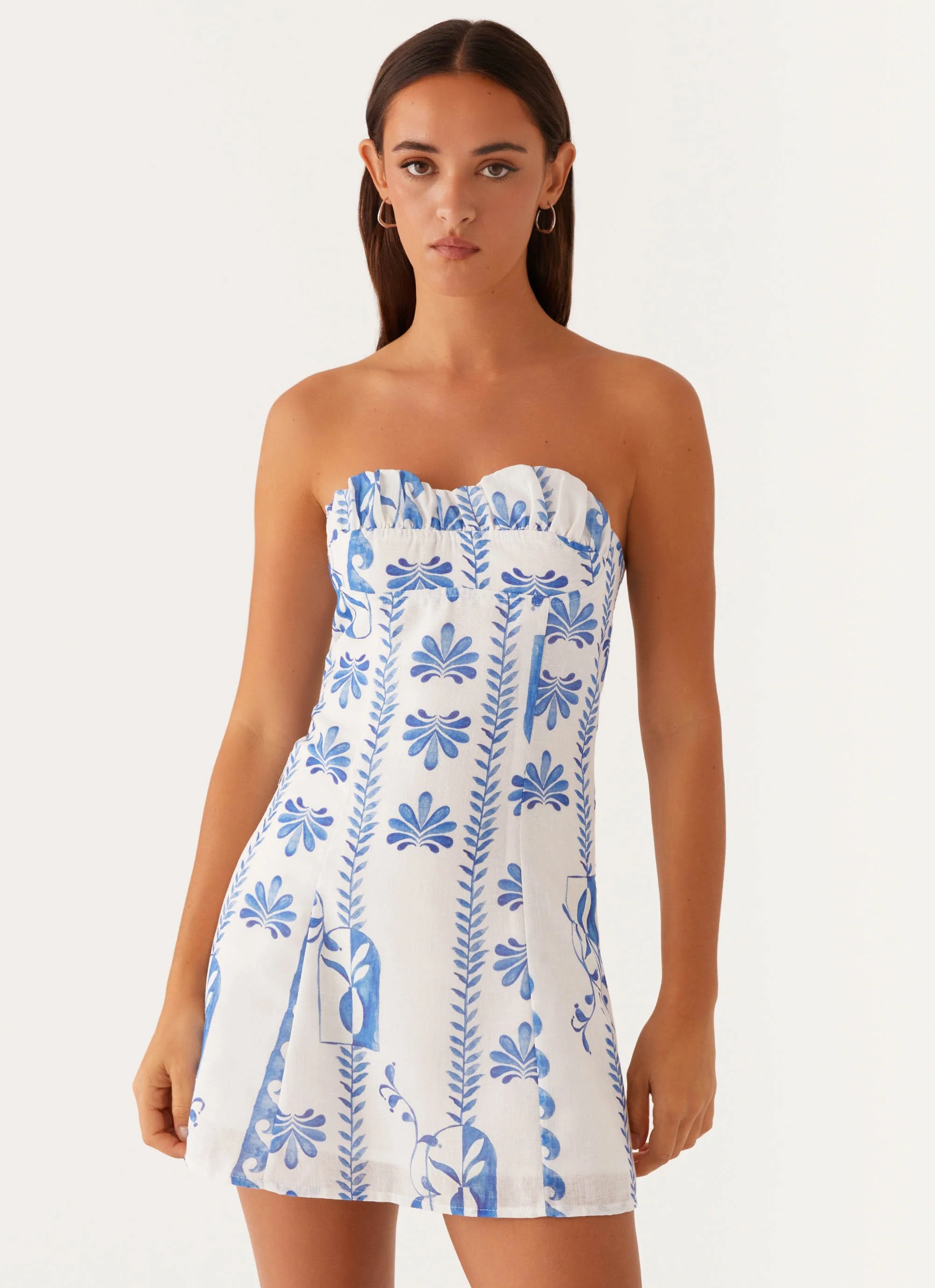 Tayla Linen Mini Dress - Floral Wave - Image 6
