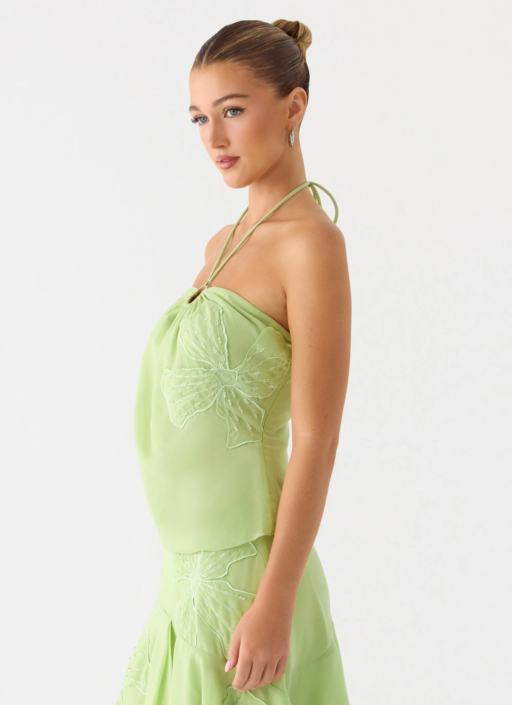 Teneika Beaded Flower Top - Lime - Image 2