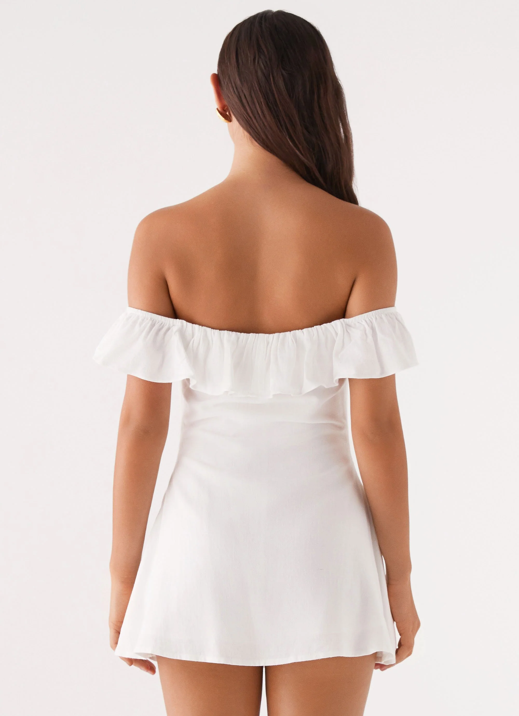 Texas Sun Linen Mini Dress - White - Image 6